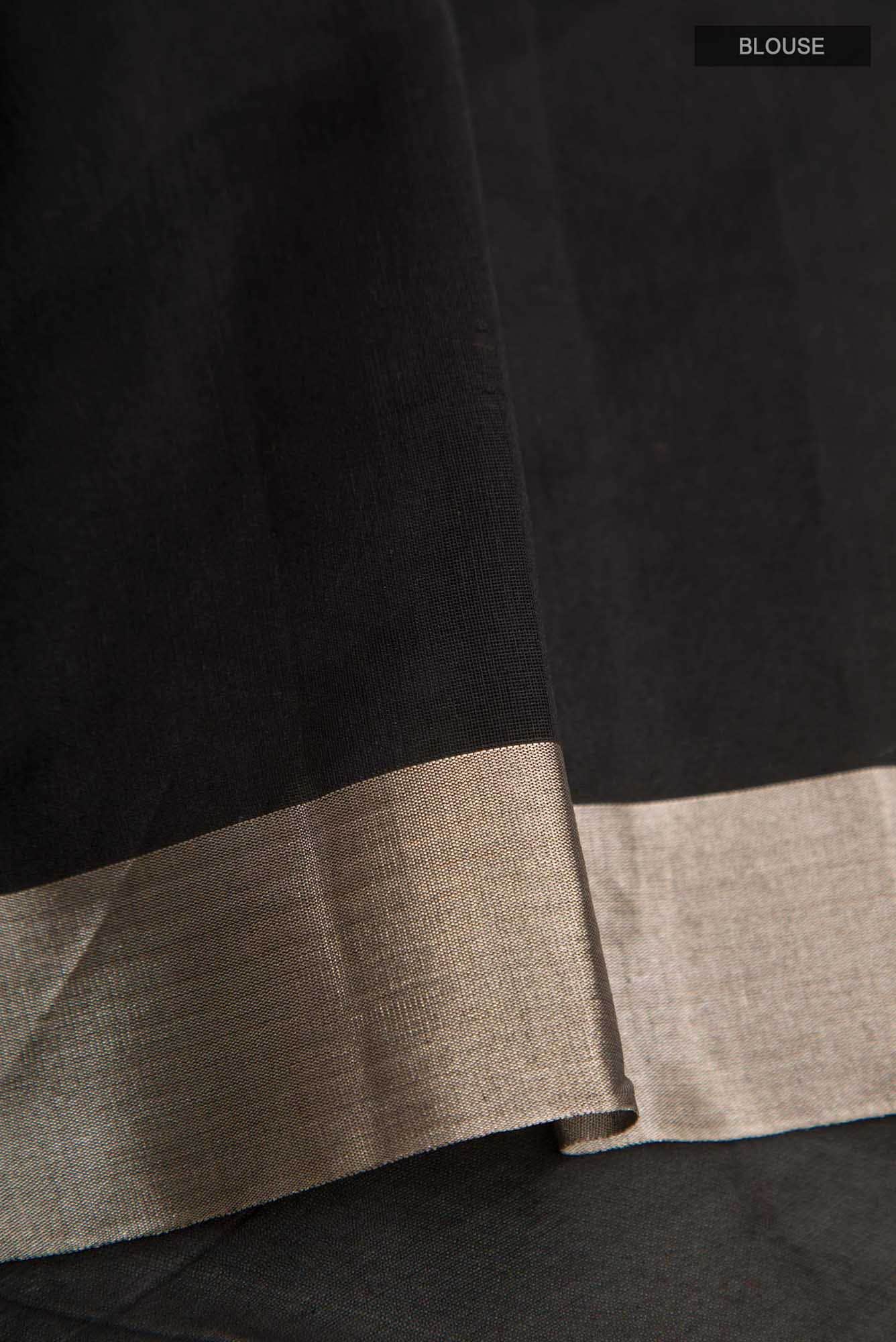 Navya  Black Chanderi Silk Cotton Saree