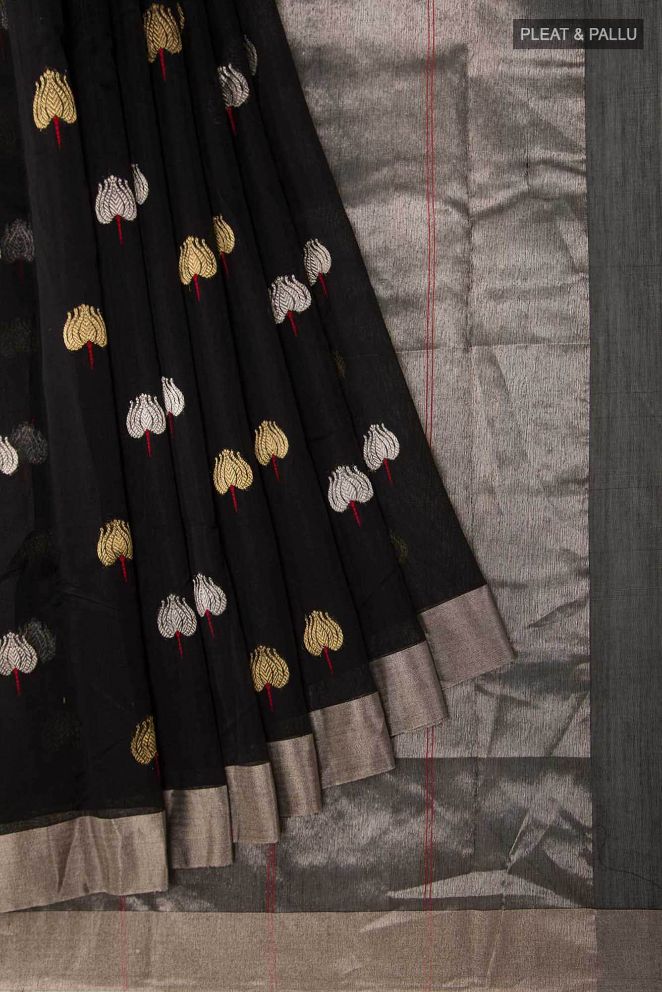 Navya  Black Chanderi Silk Cotton Saree