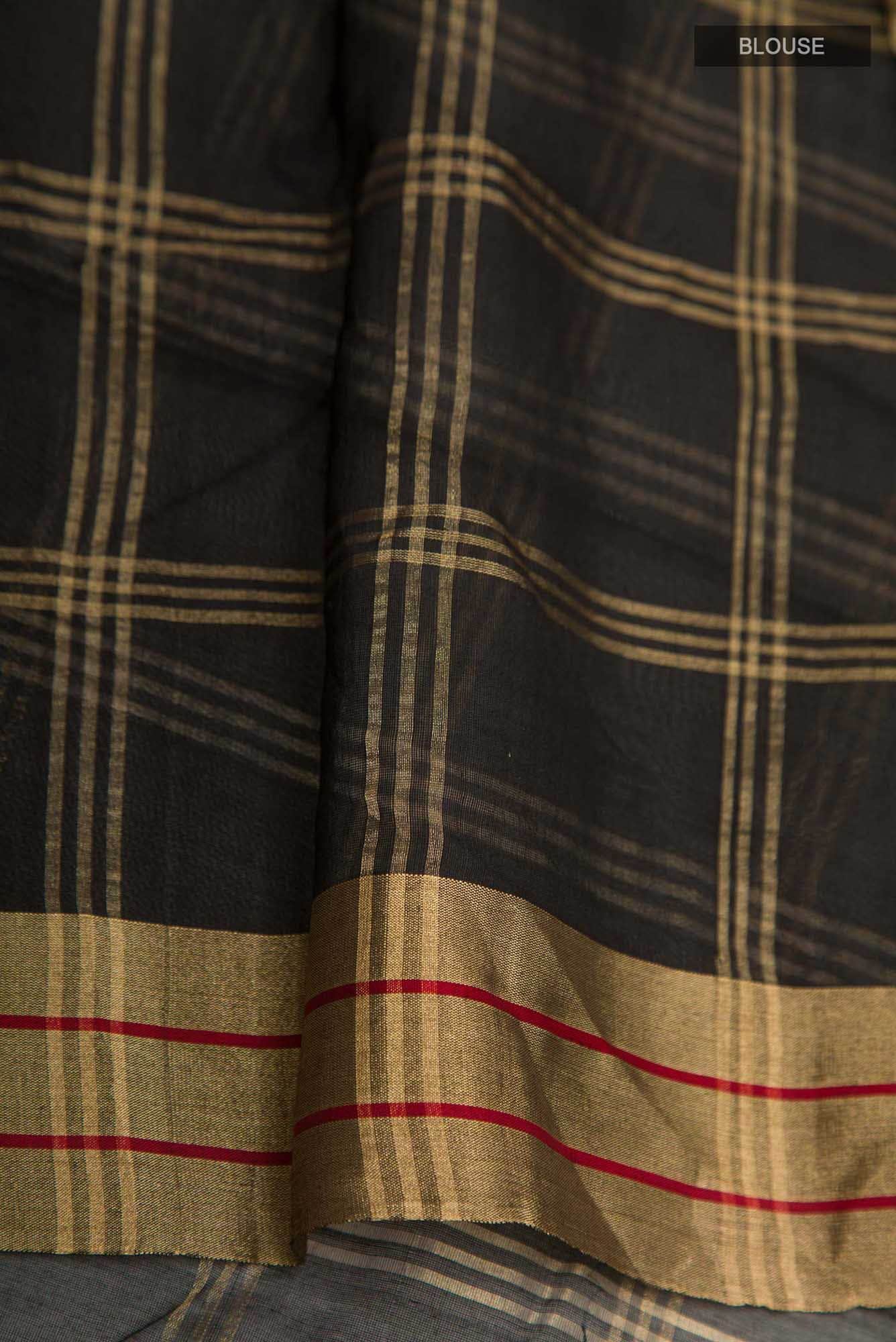 Navya  Black Chanderi Silk Cotton Saree