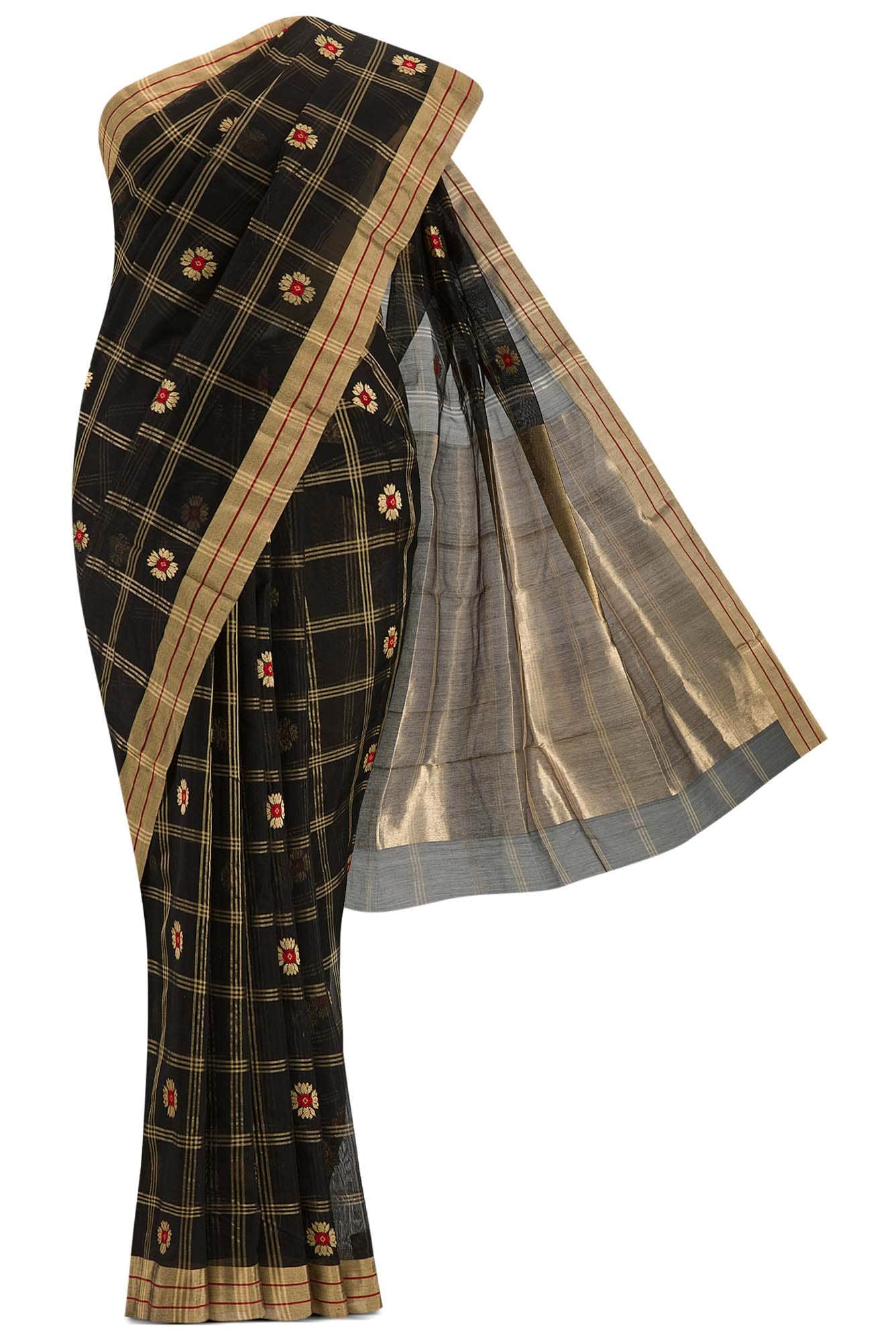 Navya  Black Chanderi Silk Cotton Saree