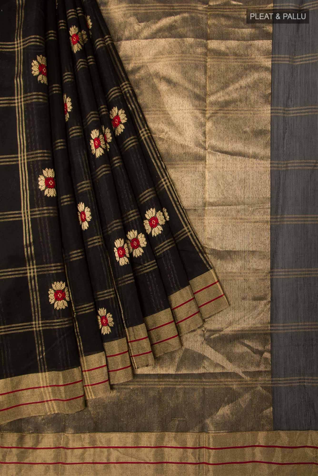 Navya  Black Chanderi Silk Cotton Saree