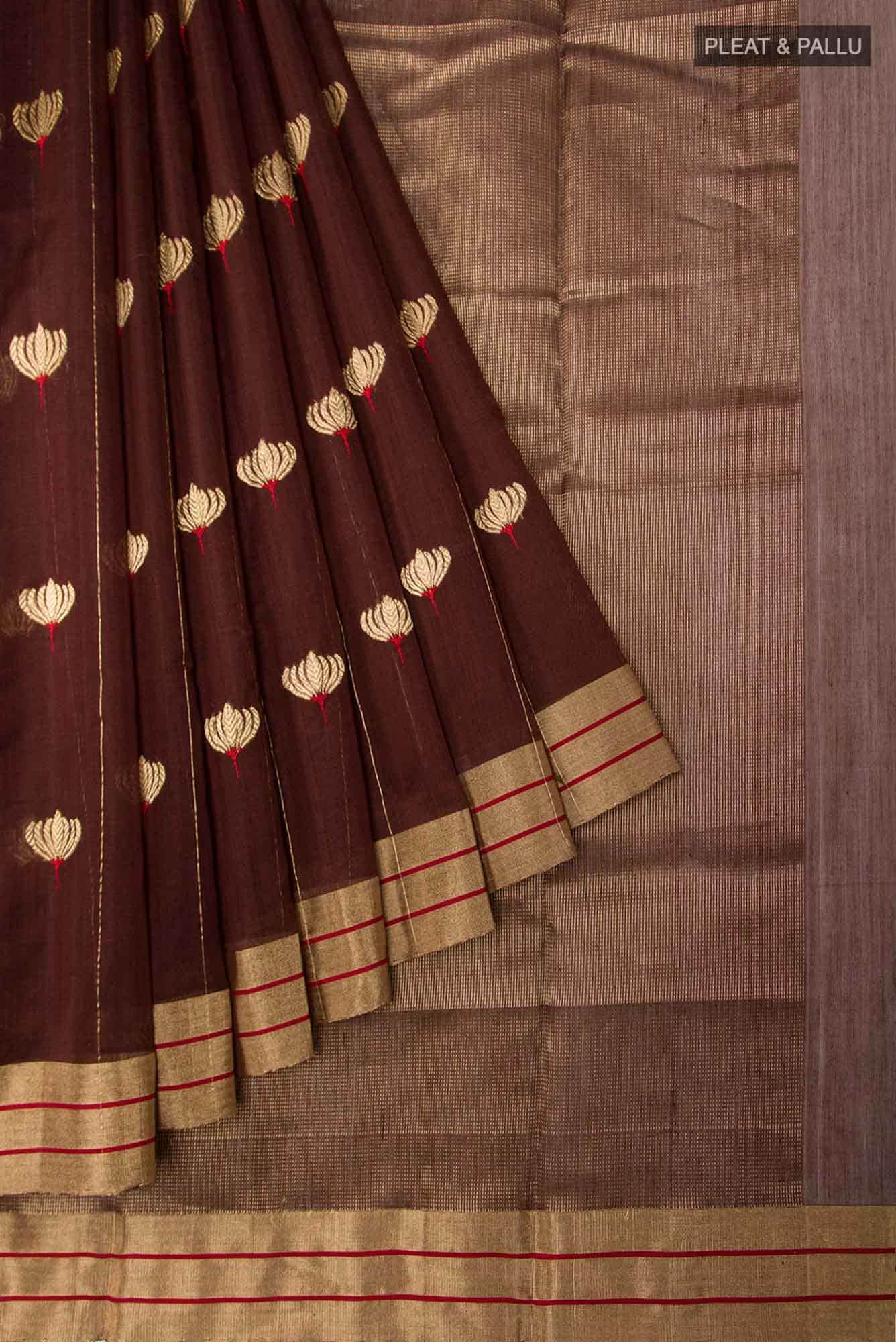 Navya Brown Chanderi Silk Cotton Saree