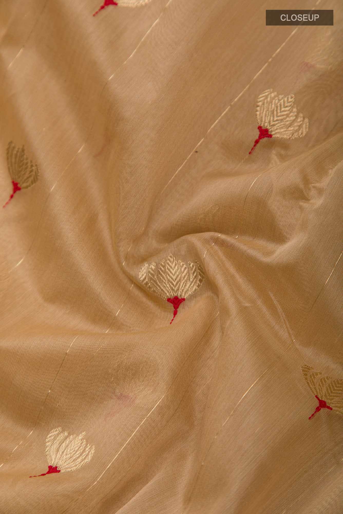 Navya Dark Beige Chanderi Silk Cotton Saree