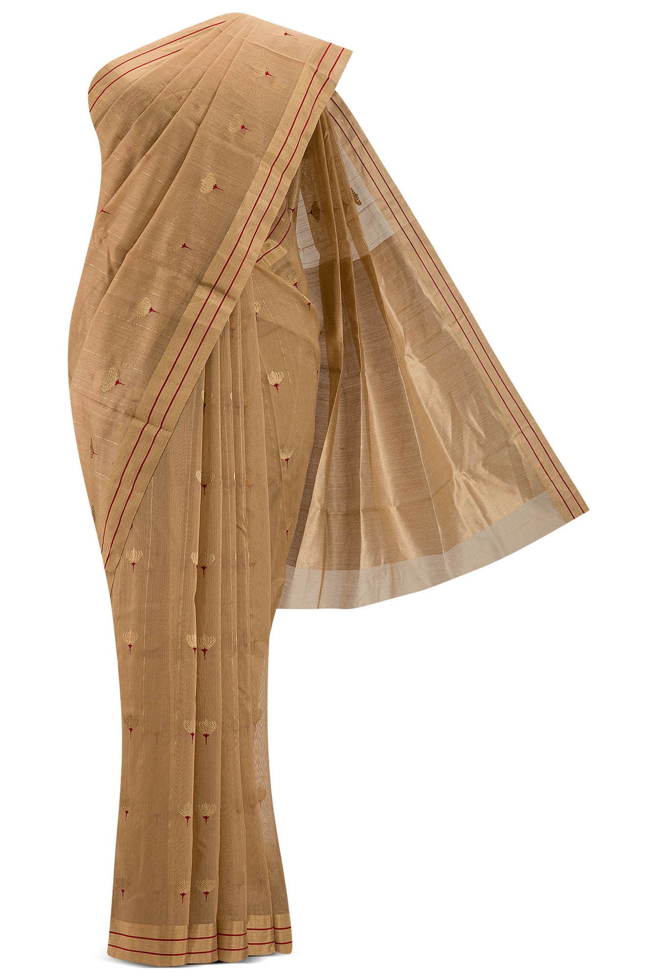 Navya Dark Beige Chanderi Silk Cotton Saree