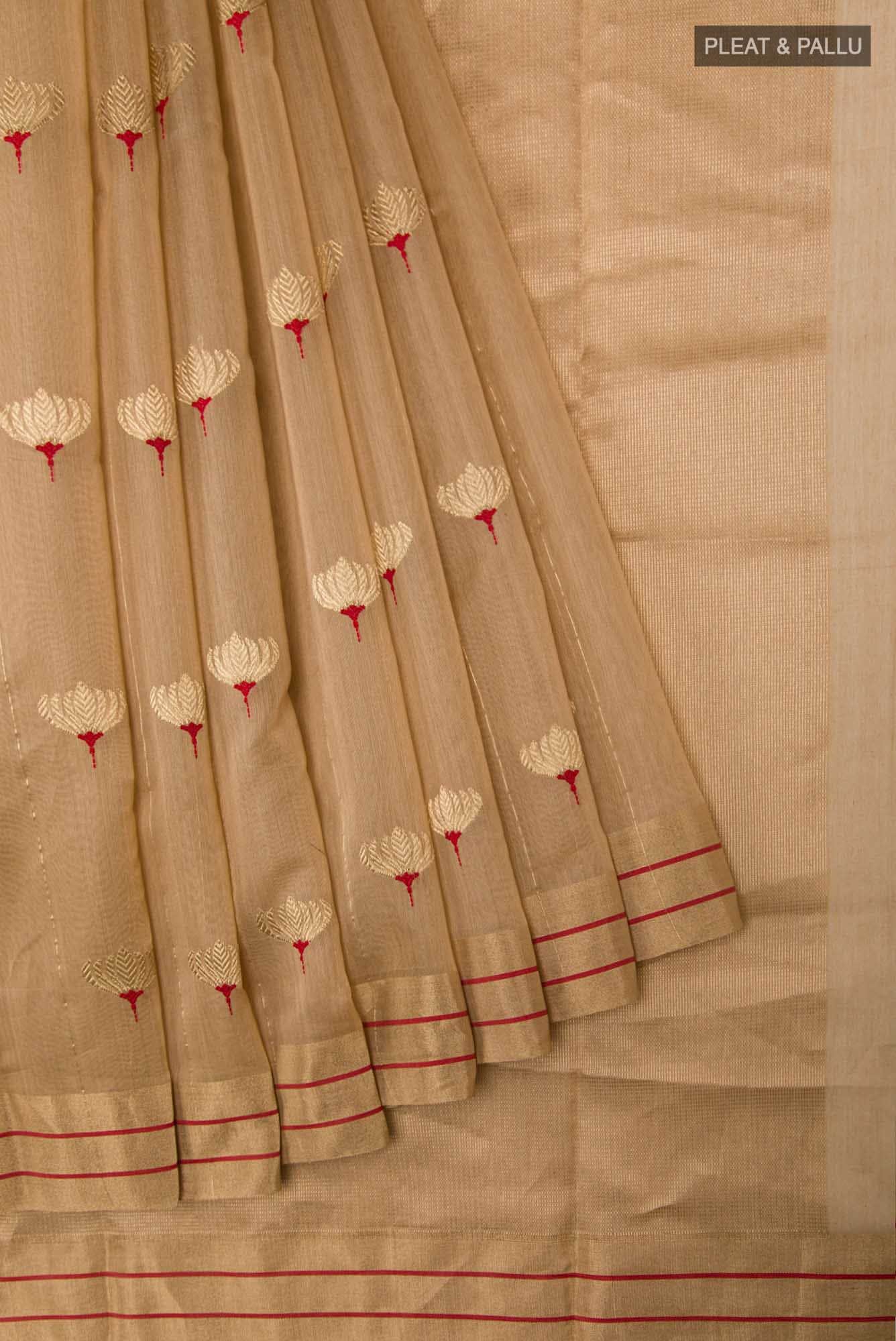 Navya Dark Beige Chanderi Silk Cotton Saree