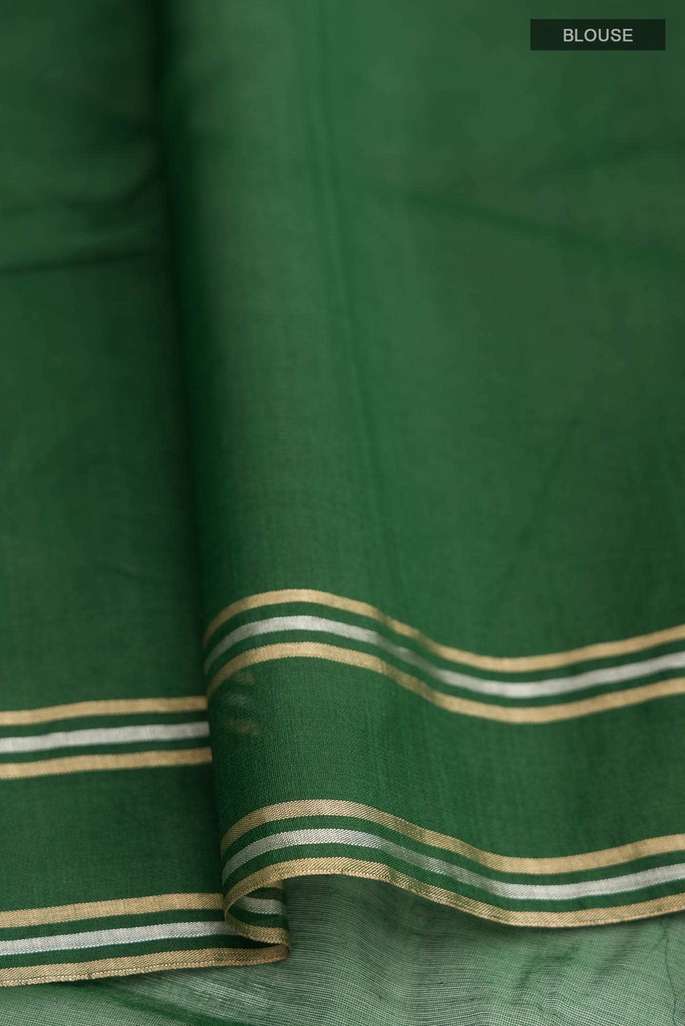 Navya  Bottle Green Chanderi Silk Cotton Saree