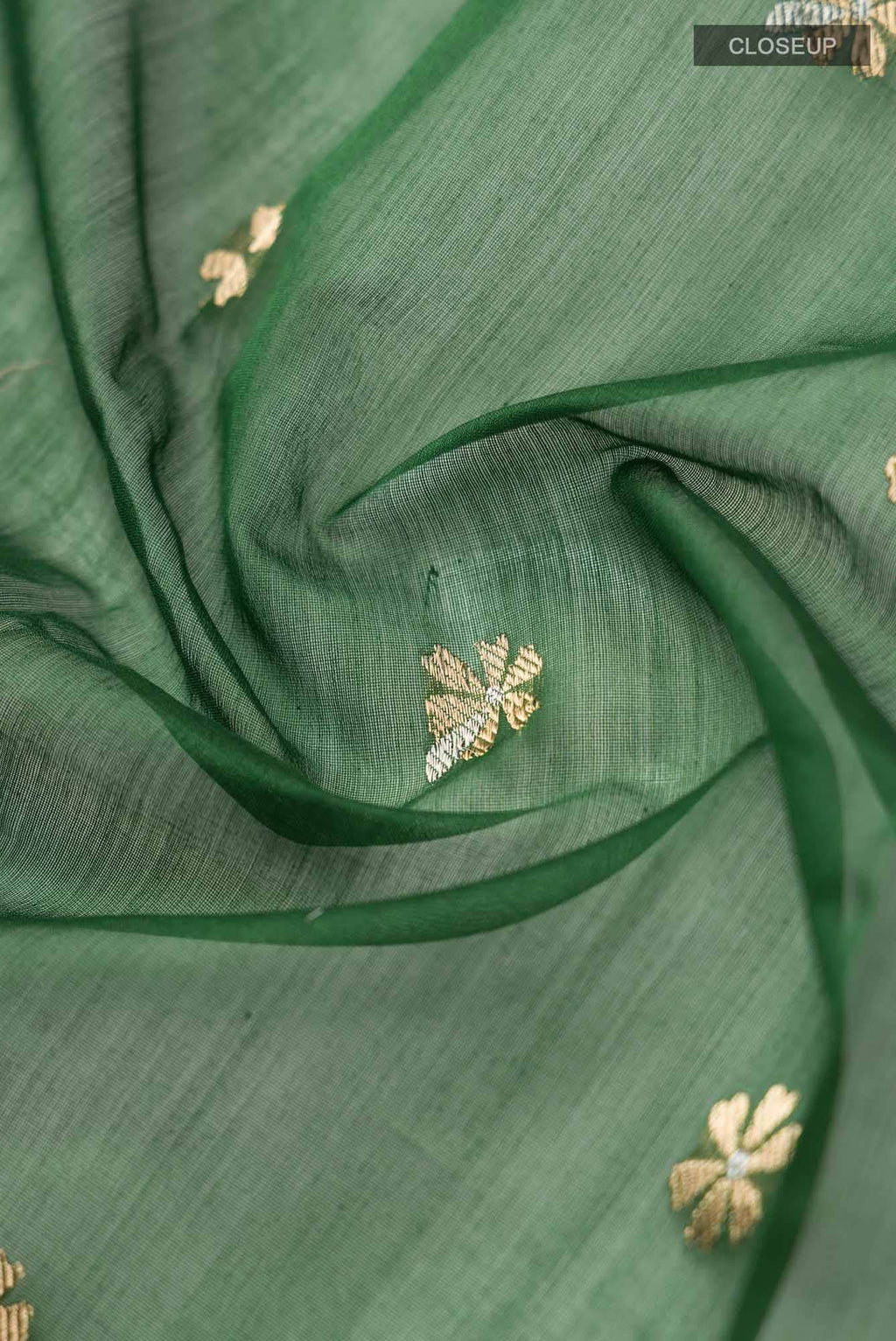 Navya  Bottle Green Chanderi Silk Cotton Saree