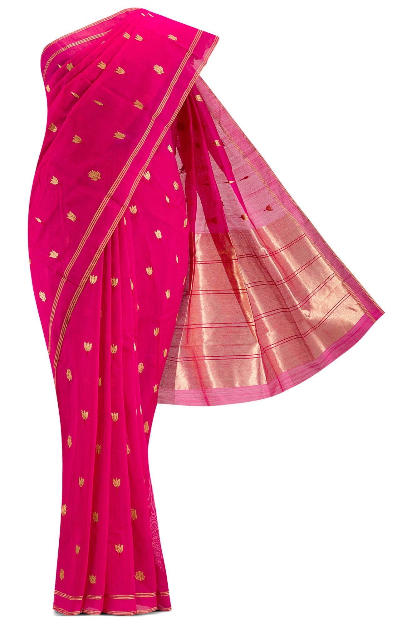 Navya  Pink Chanderi Silk Cotton Saree