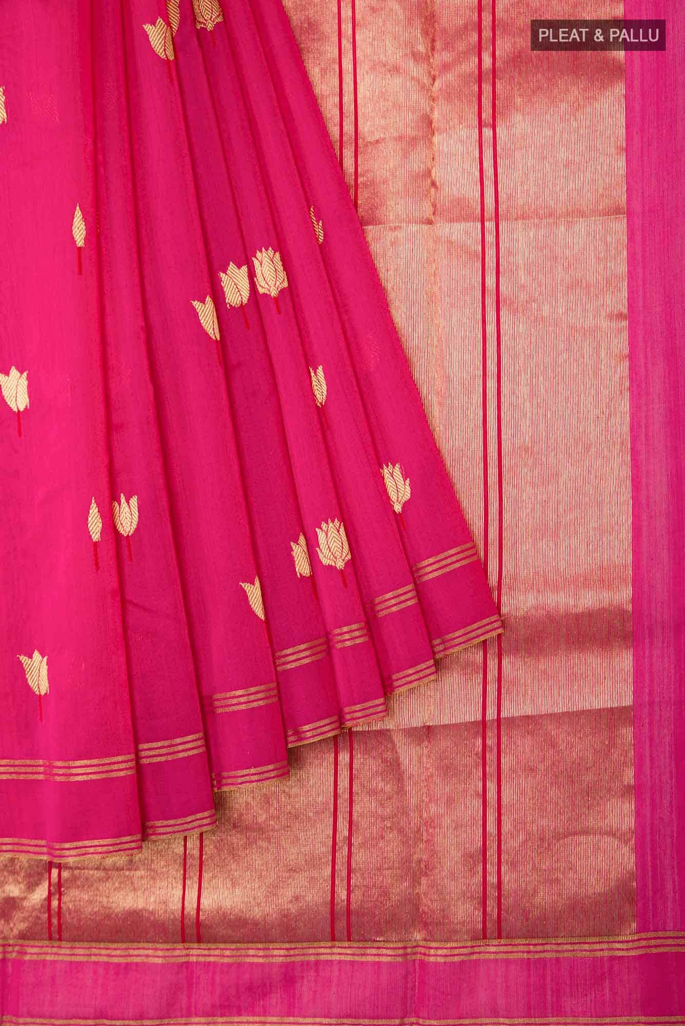 Navya  Pink Chanderi Silk Cotton Saree