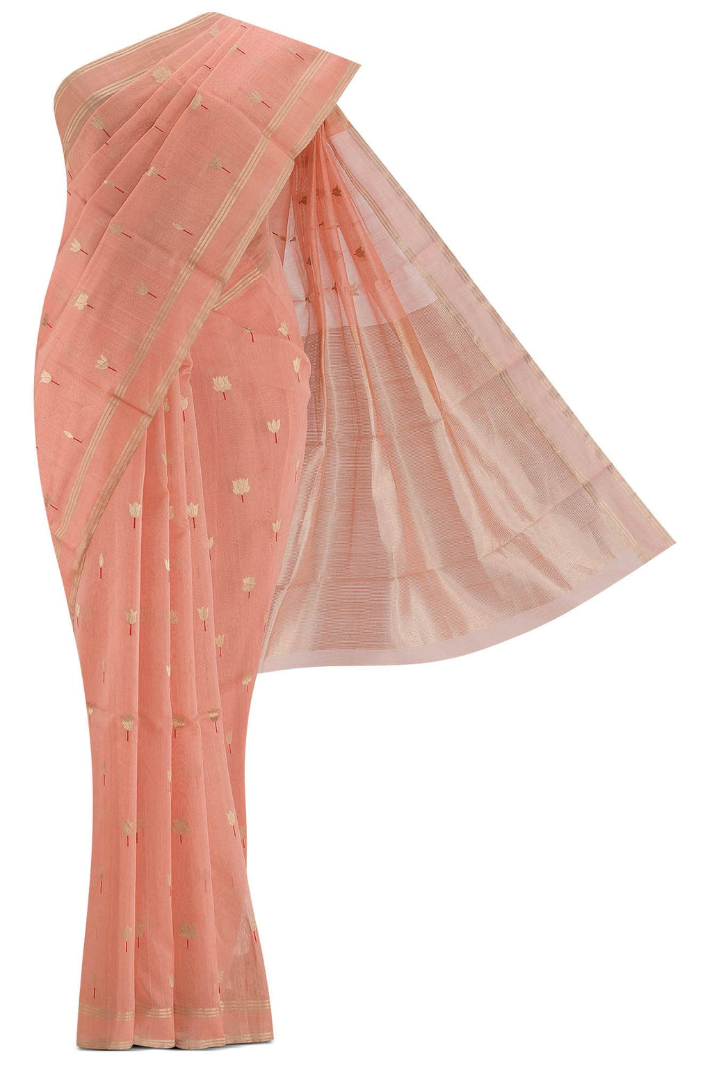 Navya Peach Chanderi Silk Cotton Saree
