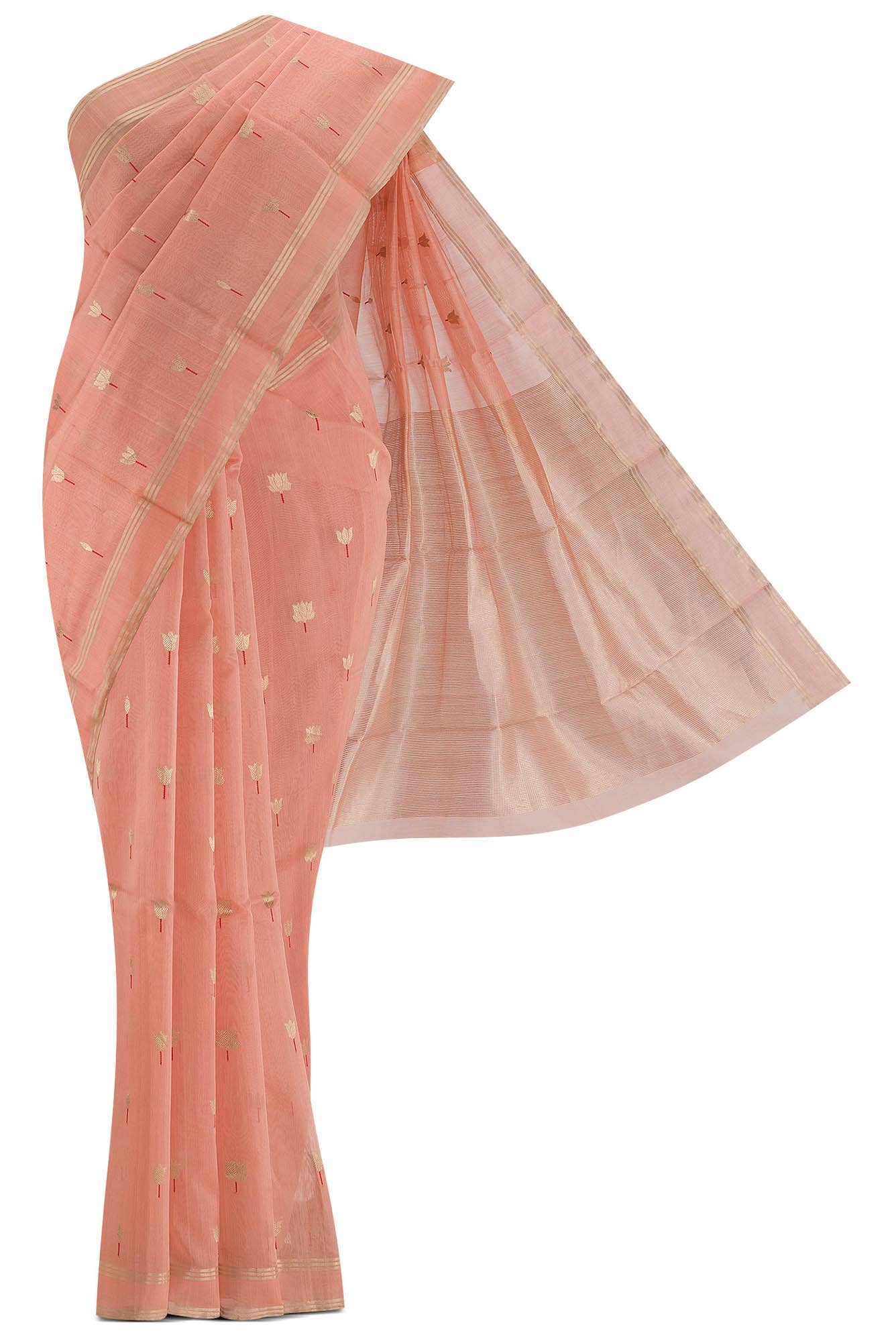 Navya Peach Chanderi Silk Cotton Saree