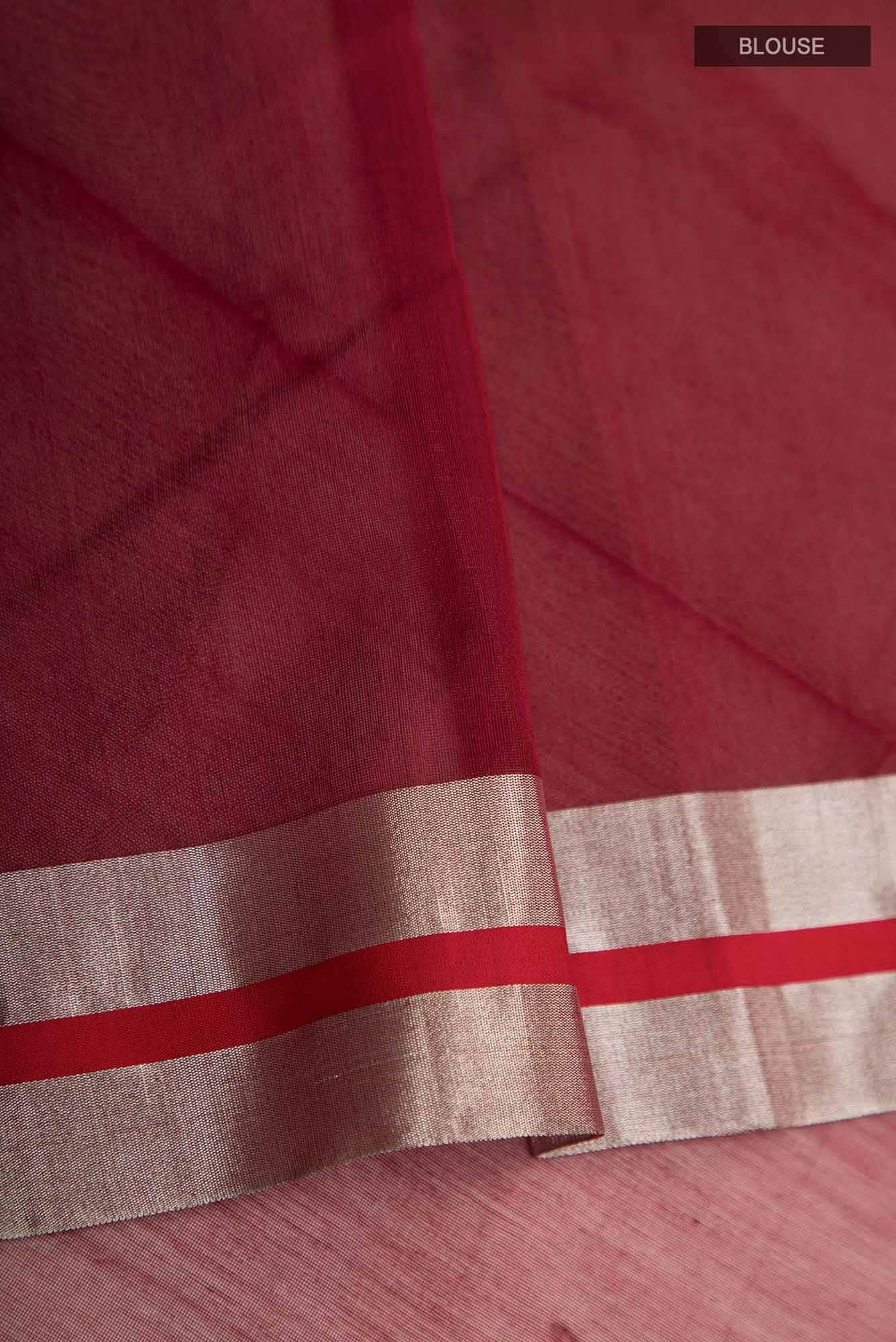 Navya  Maroon Chanderi Silk Cotton Saree