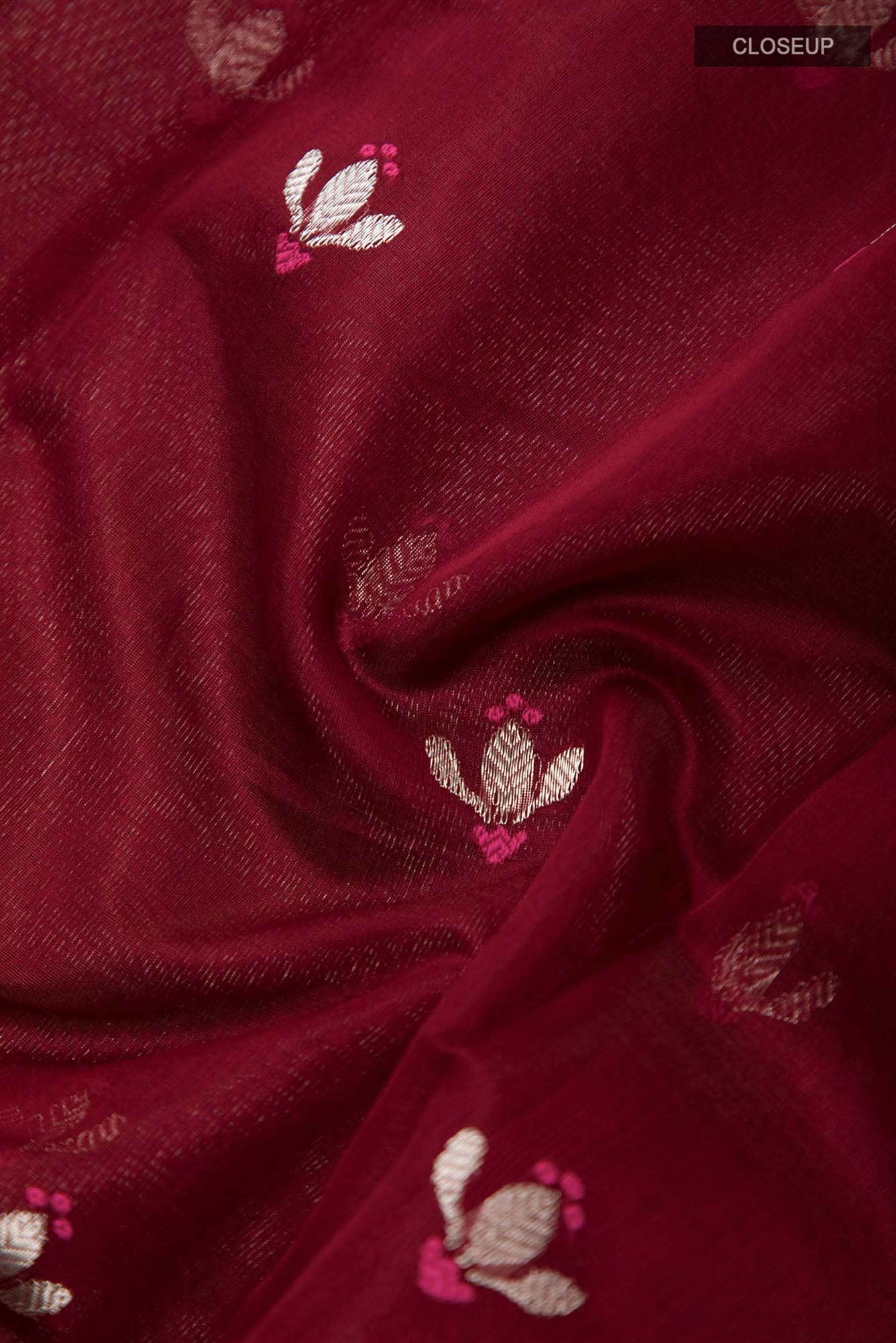 Navya  Maroon Chanderi Silk Cotton Saree