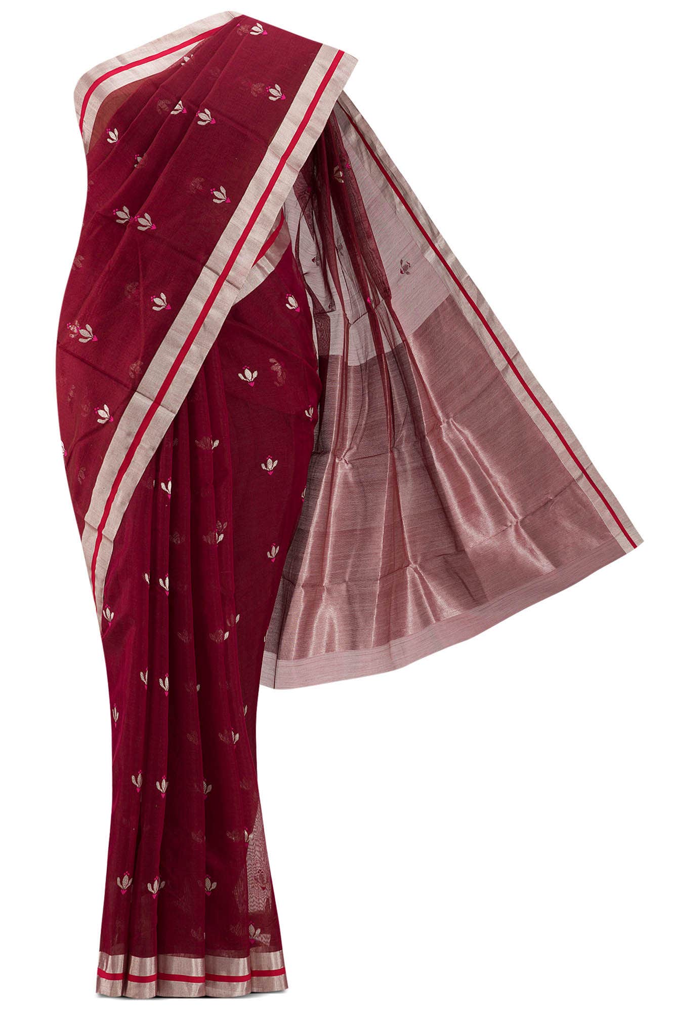 Navya  Maroon Chanderi Silk Cotton Saree