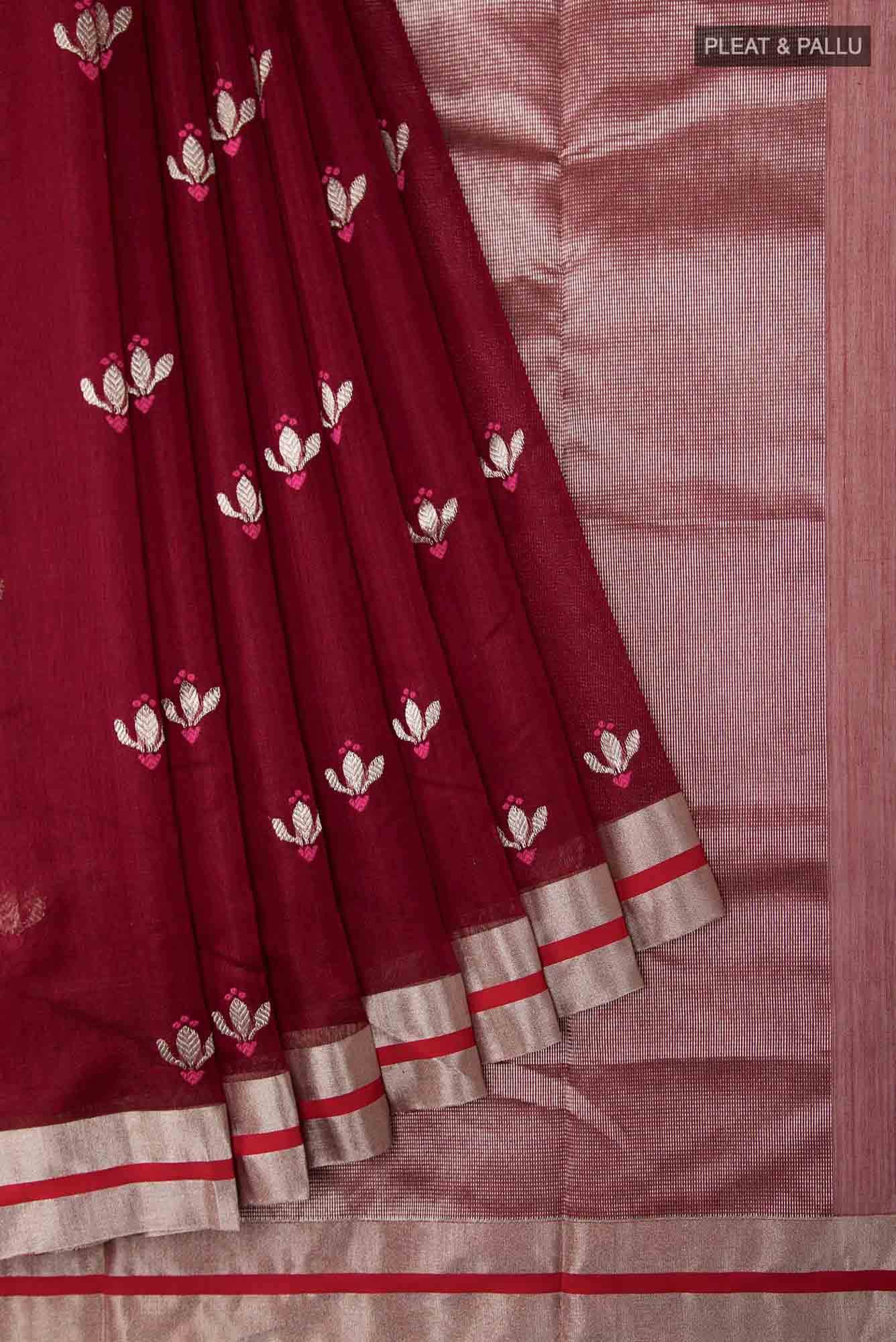 Navya  Maroon Chanderi Silk Cotton Saree