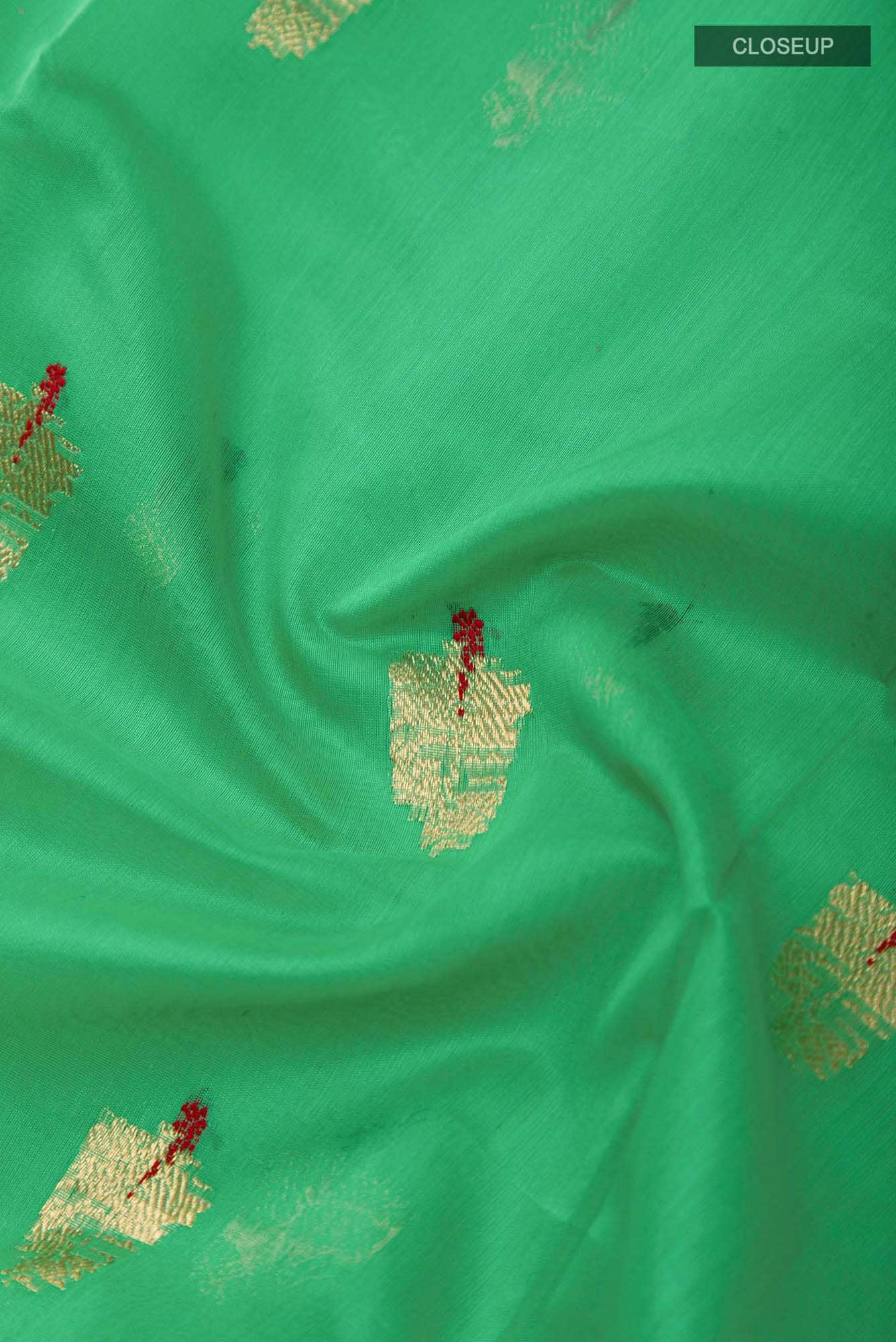 Navya  Mint Green Chanderi Silk Cotton Saree