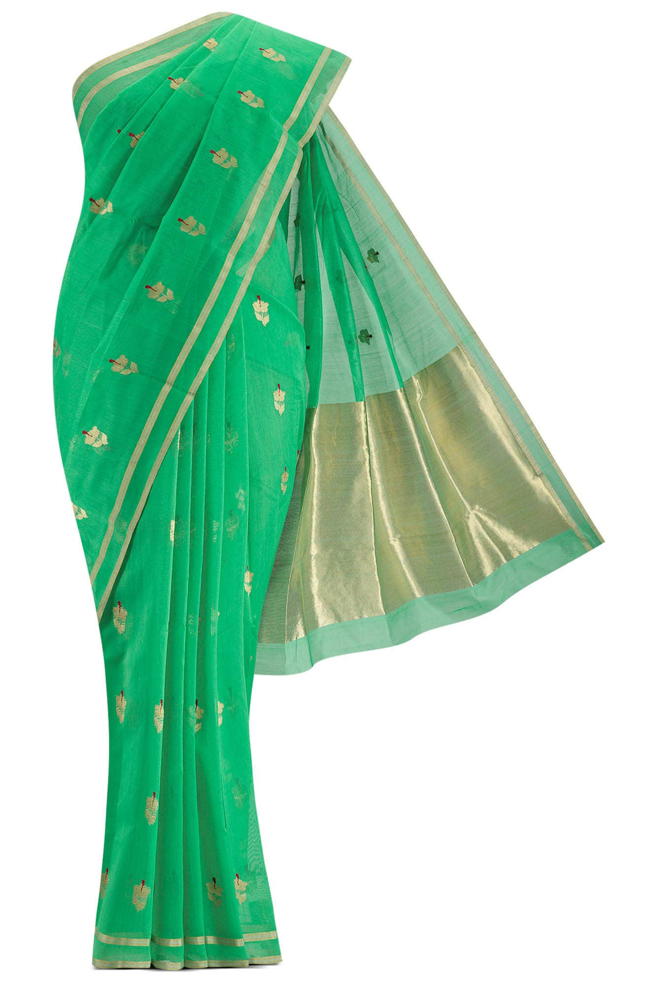 Navya  Mint Green Chanderi Silk Cotton Saree