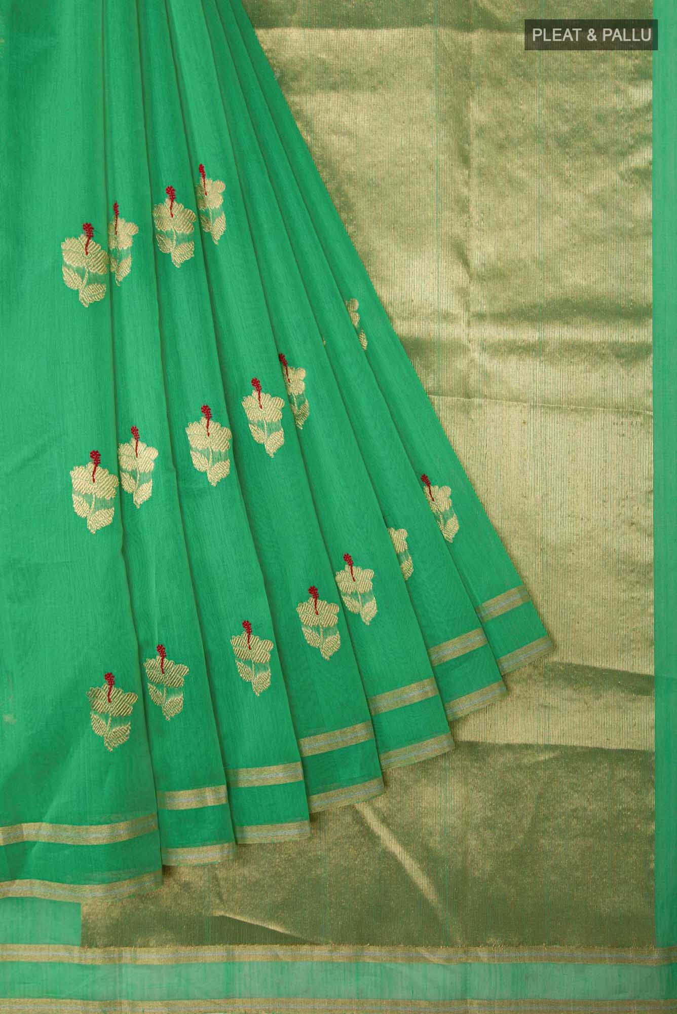 Navya  Mint Green Chanderi Silk Cotton Saree