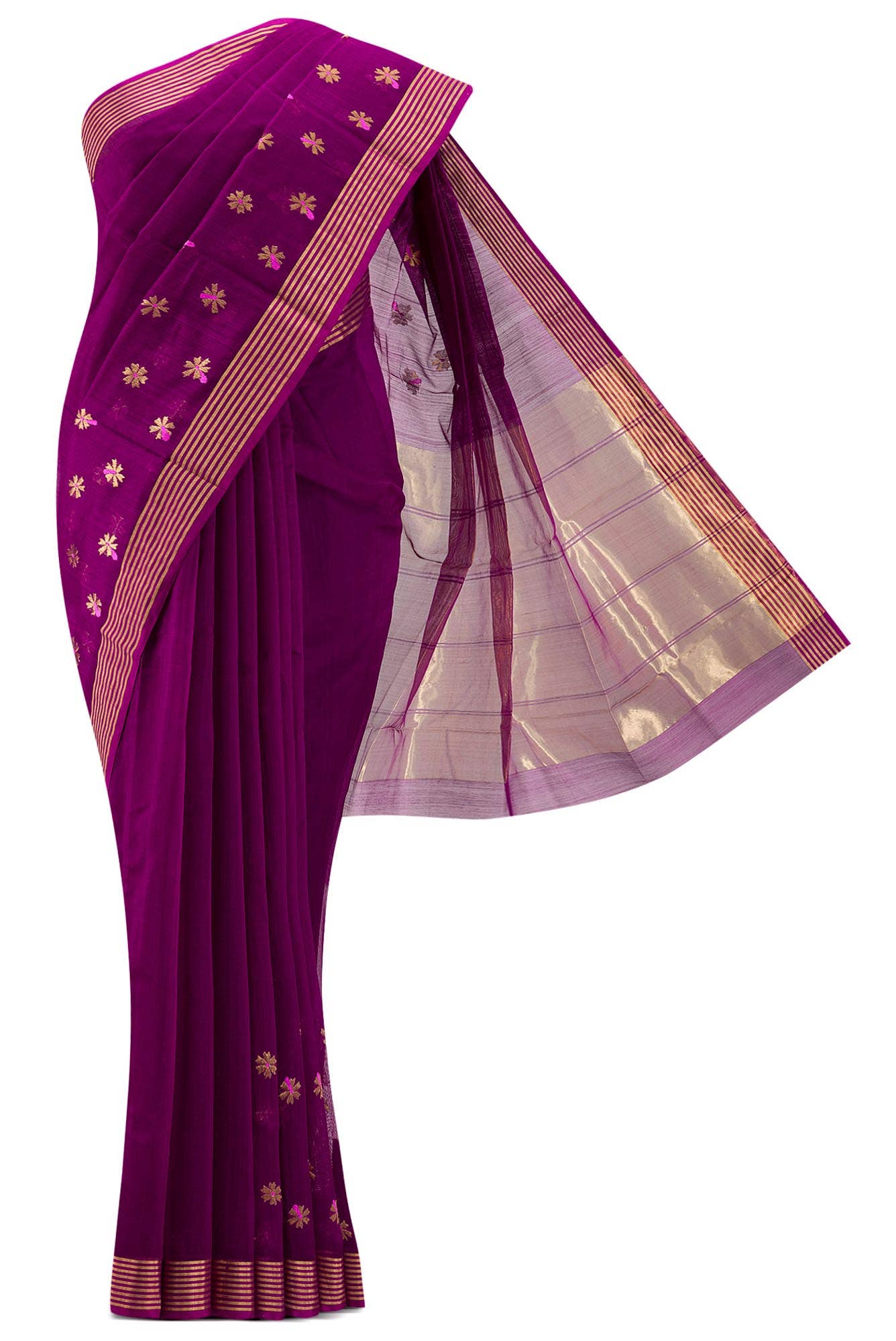 Navya  Magenta Chanderi Silk Cotton Saree