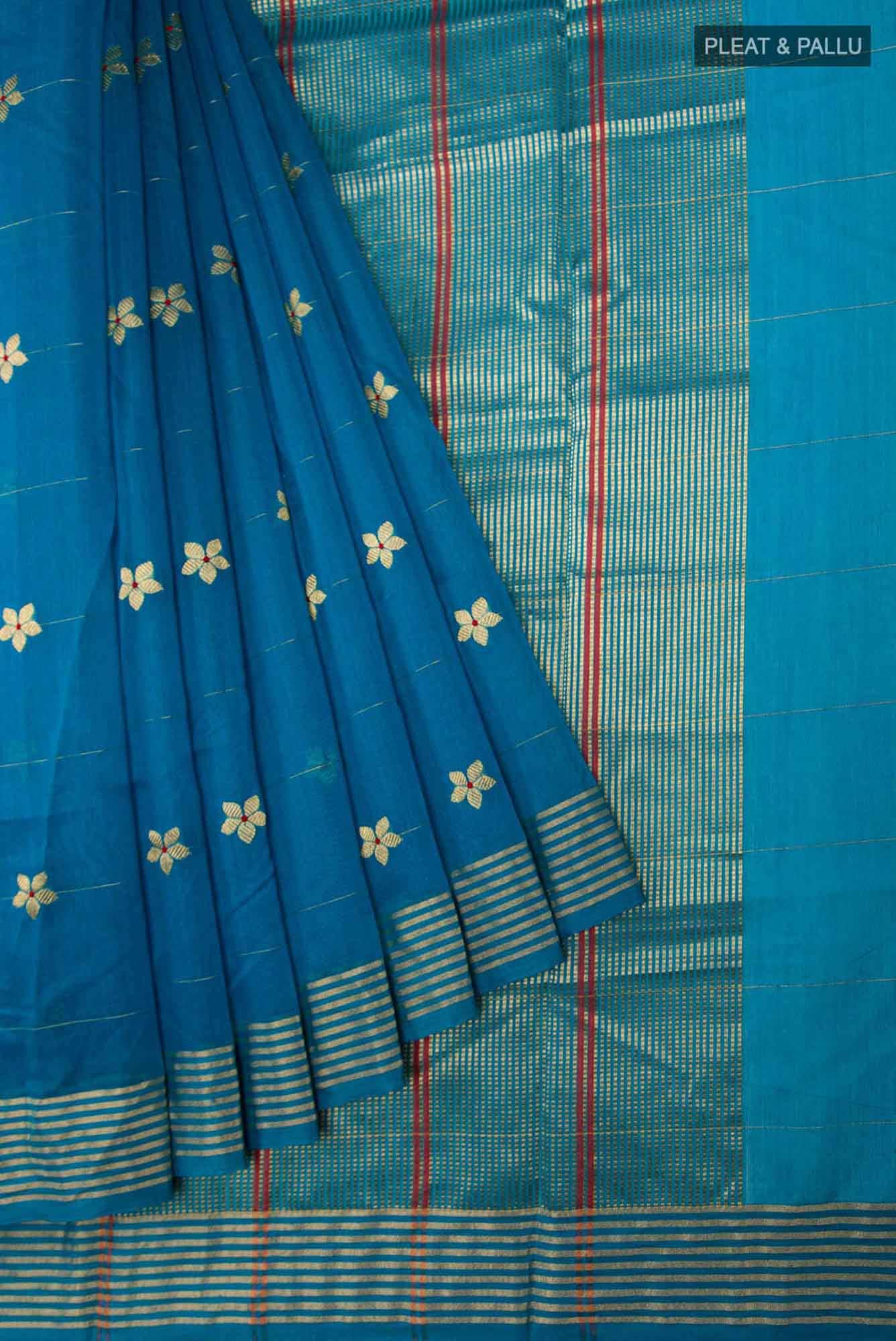 Navya  Blue Chanderi Silk Cotton Saree
