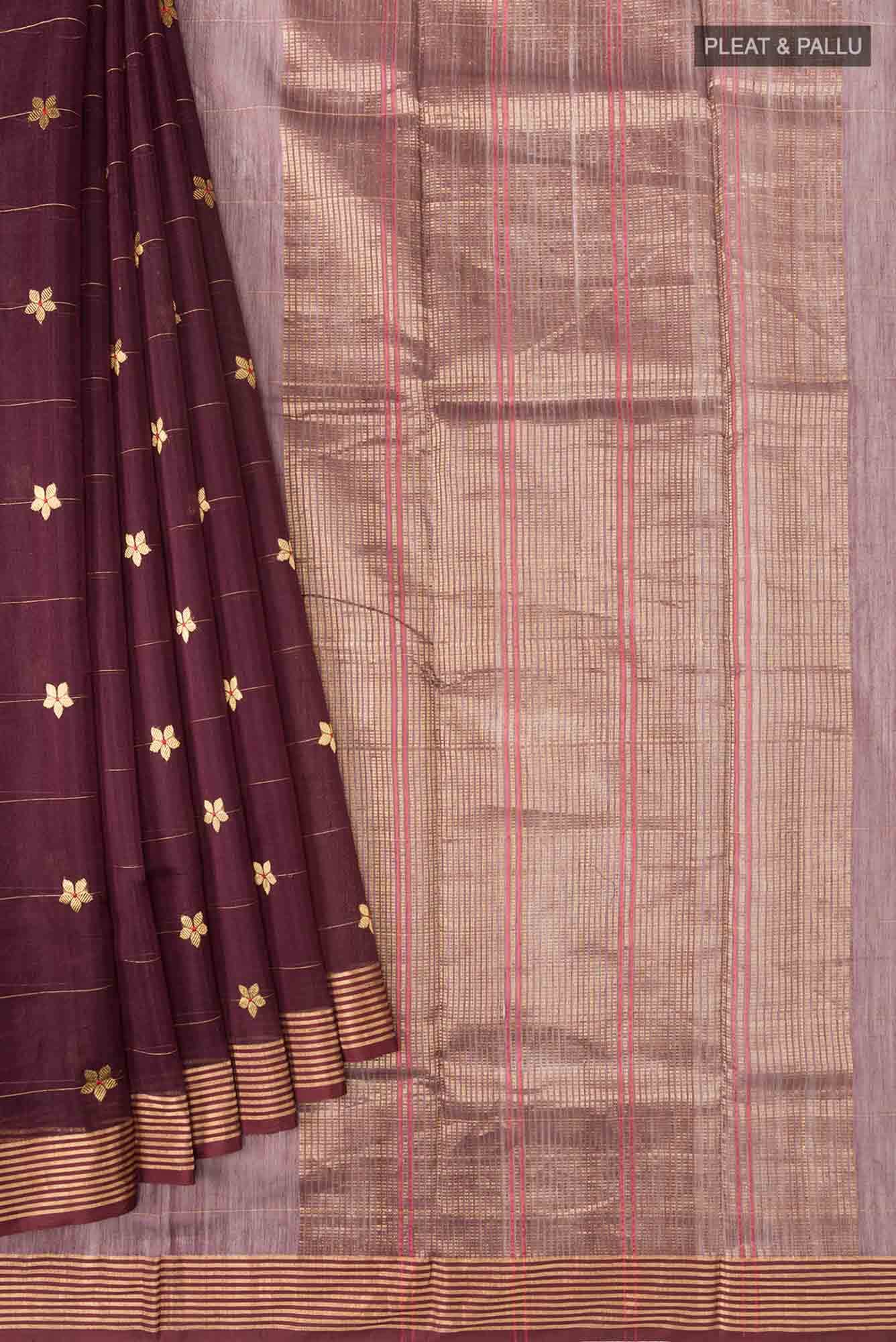 Navya  Dark Mauve Chanderi Silk Cotton Saree