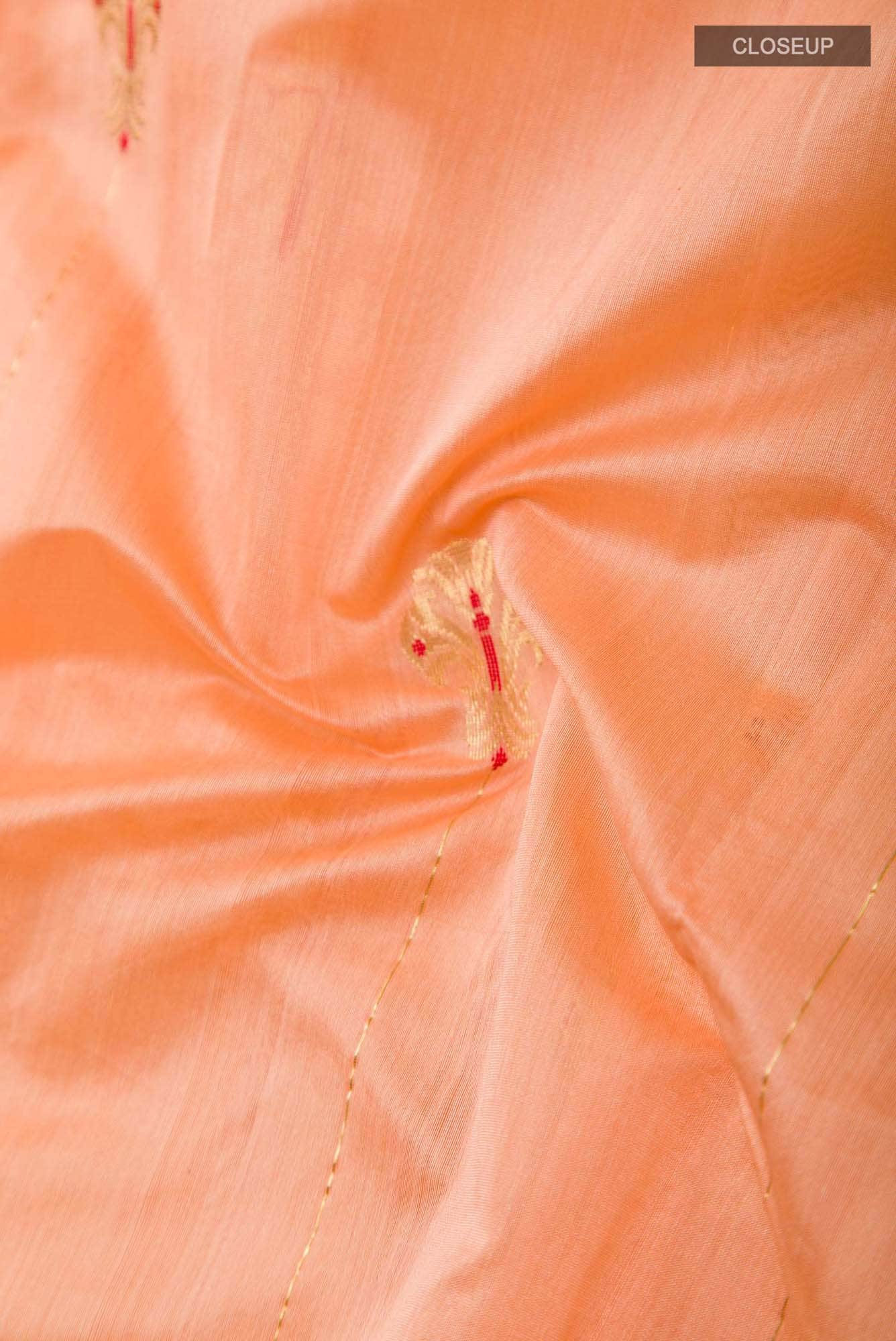 Navya  Peach Chanderi Silk Cotton Saree