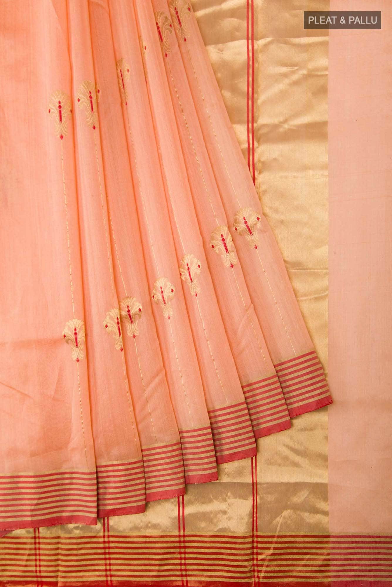 Navya  Peach Chanderi Silk Cotton Saree