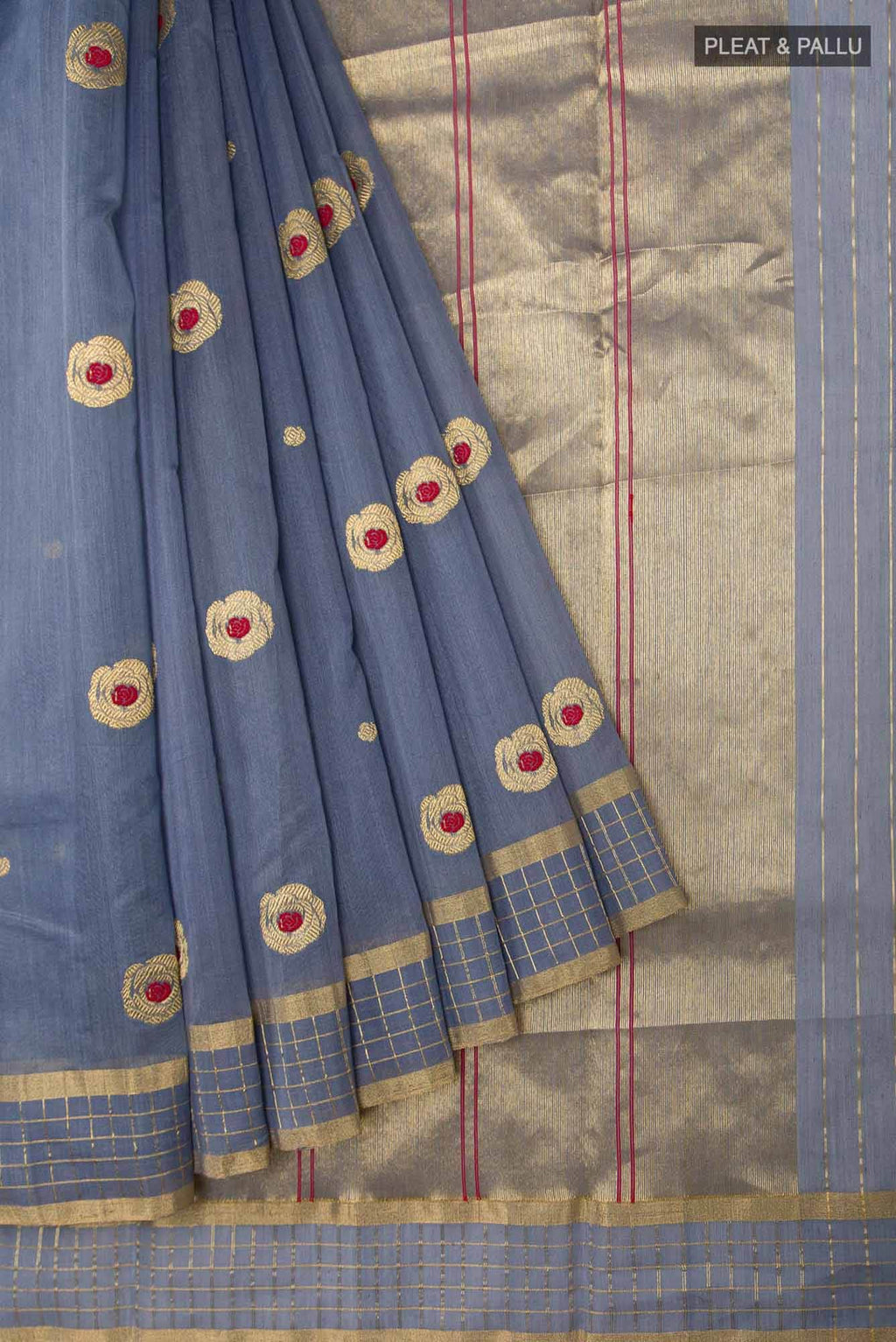 Navya  Grey Chanderi Silk Cotton Saree