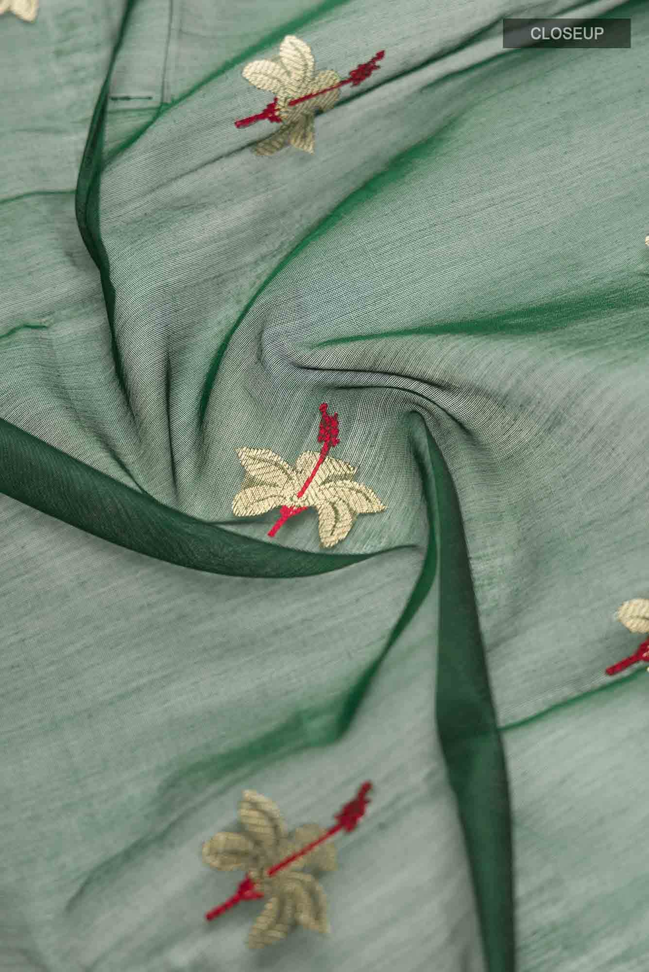 Navya Green Chanderi Silk Cotton Saree