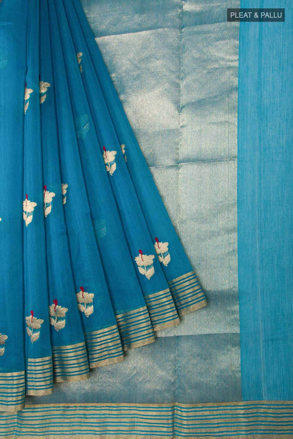 Navya  Electric Blue Chanderi Silk Cotton Saree