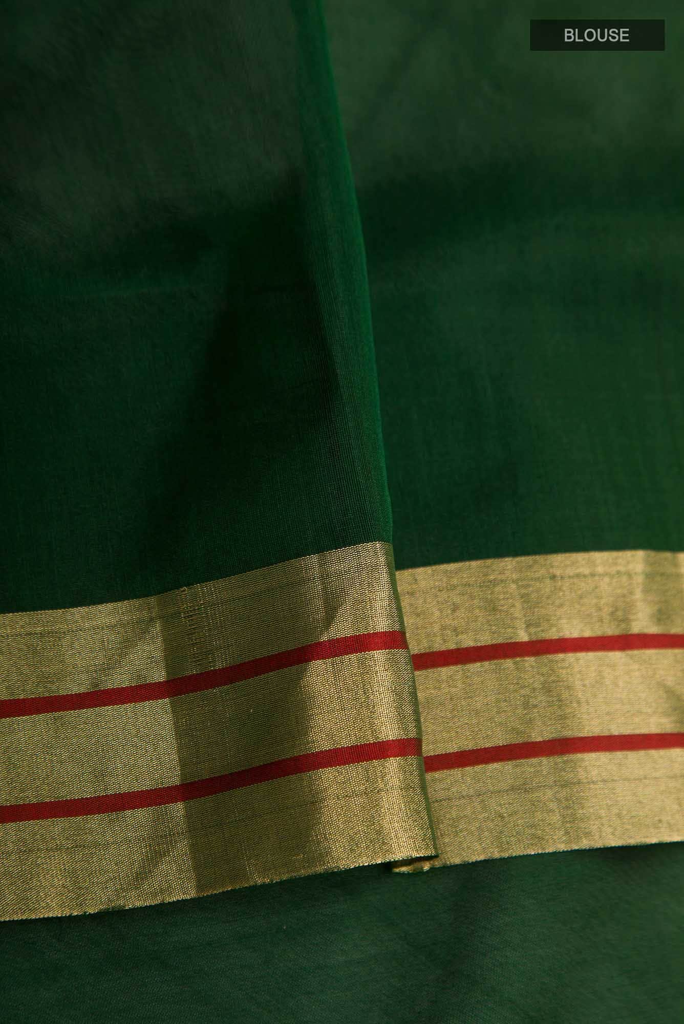 Navya Bottle Green Chanderi Silk Cotton Saree