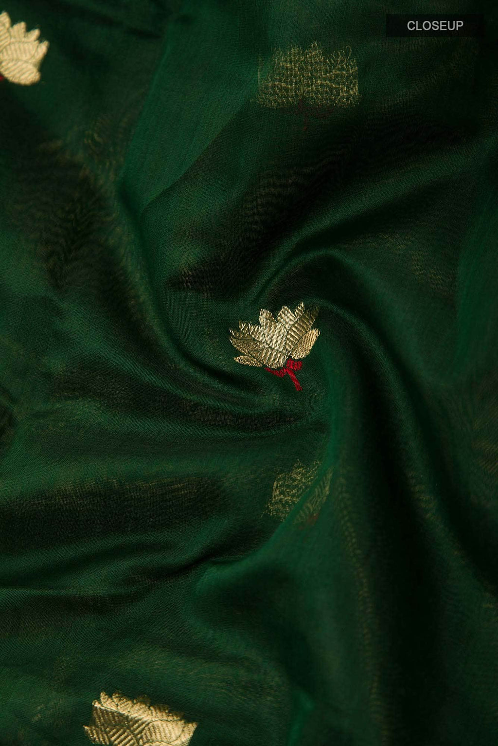 Navya Bottle Green Chanderi Silk Cotton Saree