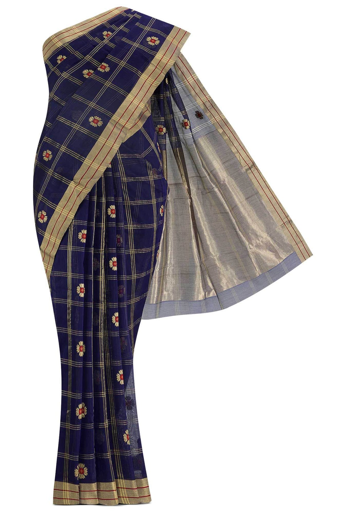 Navya  Navy Blue Chanderi Silk Cotton Saree