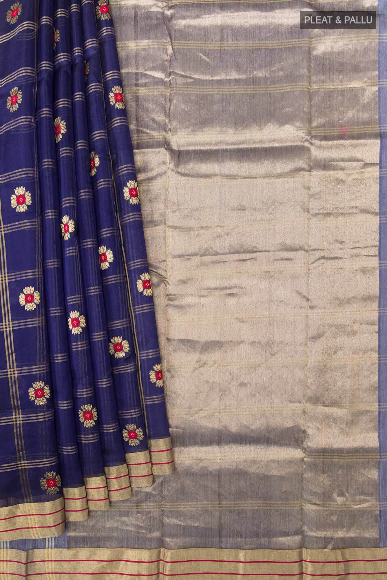 Navya  Navy Blue Chanderi Silk Cotton Saree