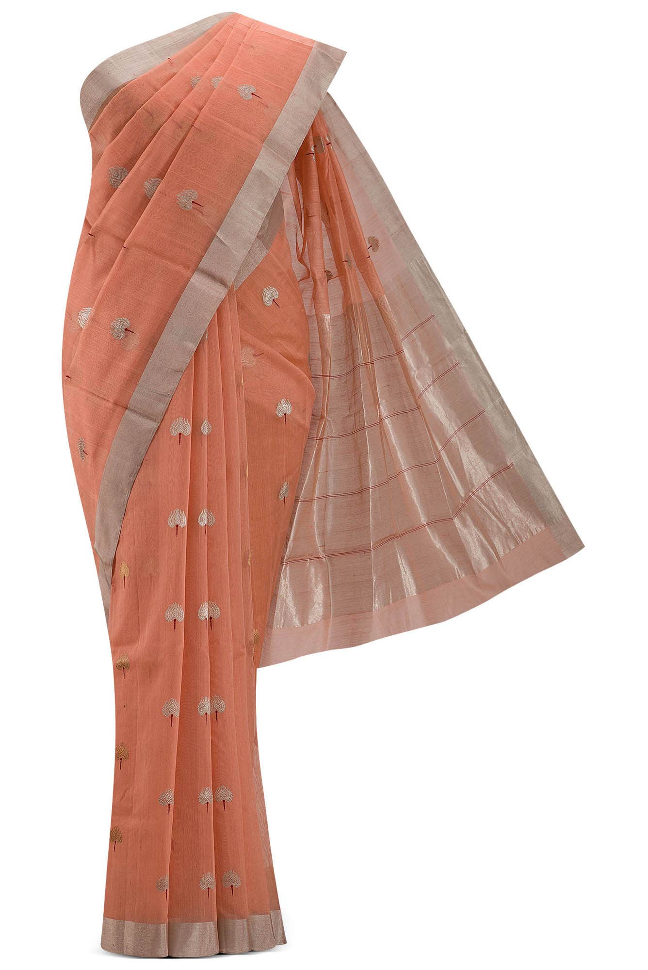 Navya Peach Chanderi Silk Cotton Saree