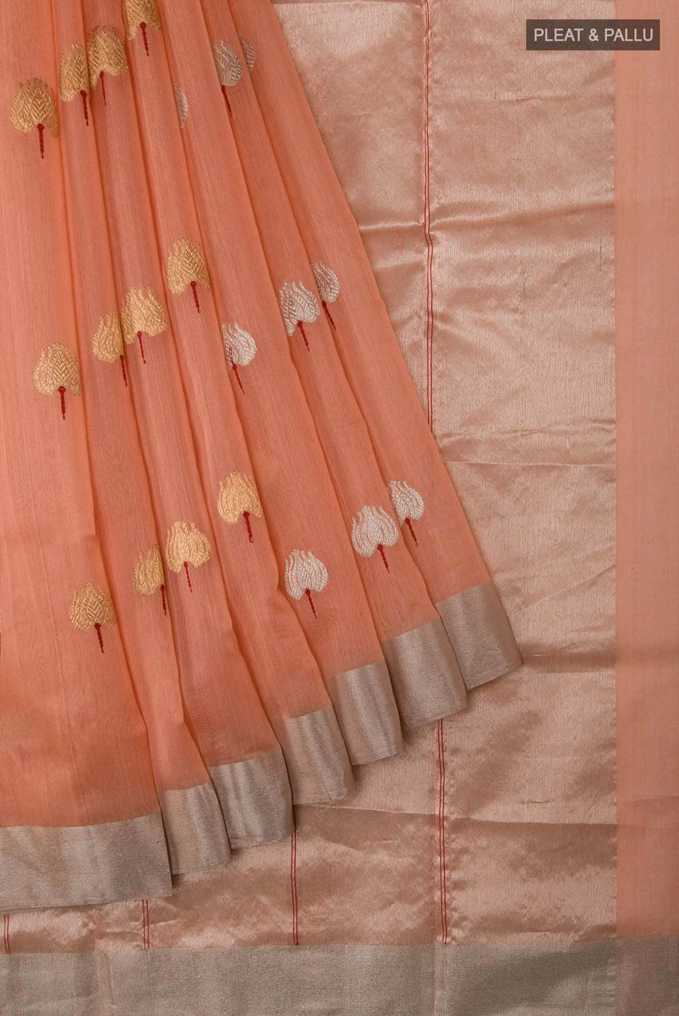Navya Peach Chanderi Silk Cotton Saree