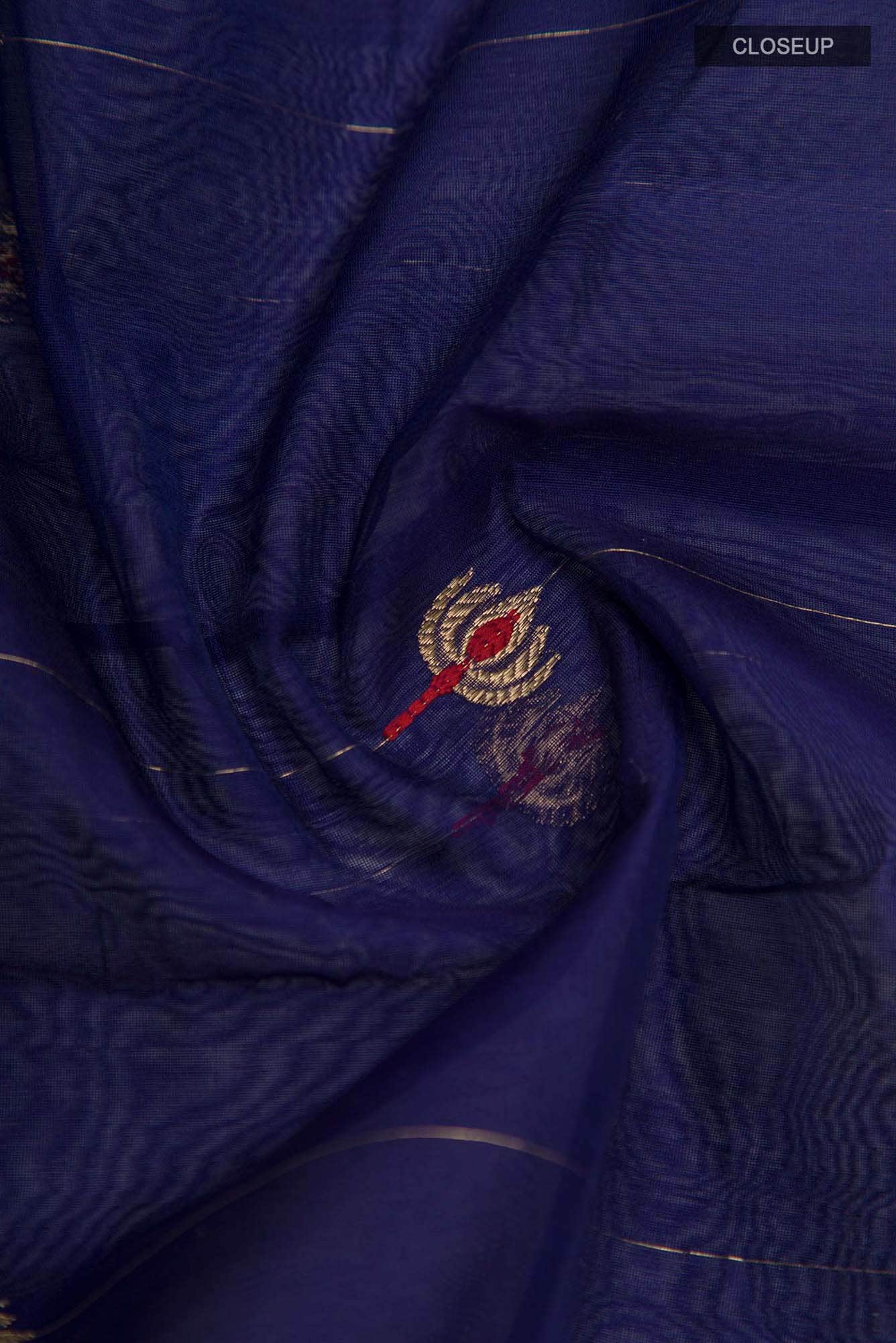 Navya  Blue Chanderi Silk Cotton Saree