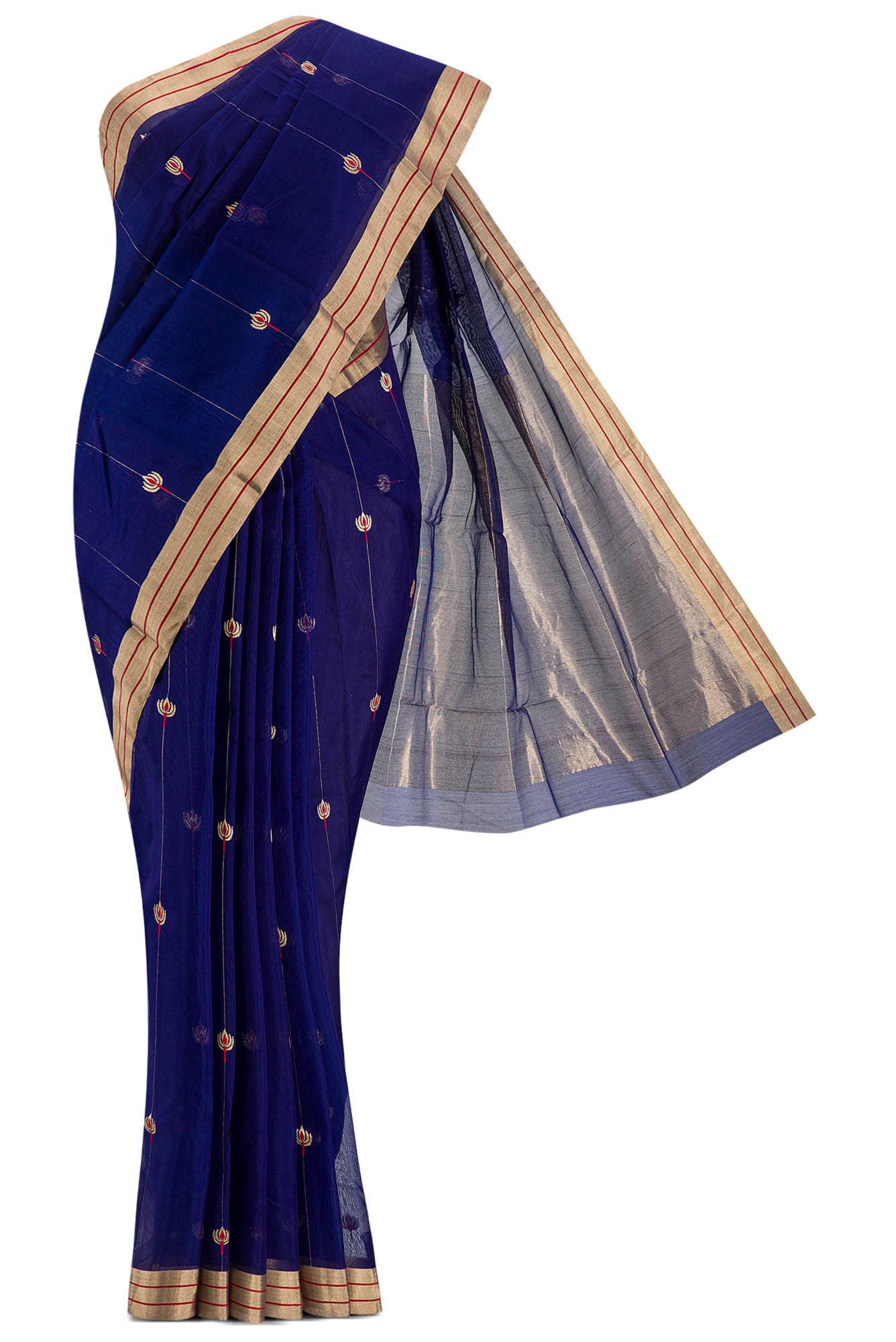 Navya  Blue Chanderi Silk Cotton Saree