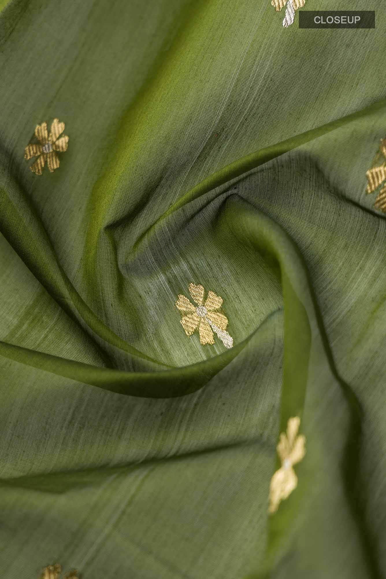 Navya  Green Chanderi Silk Cotton Saree