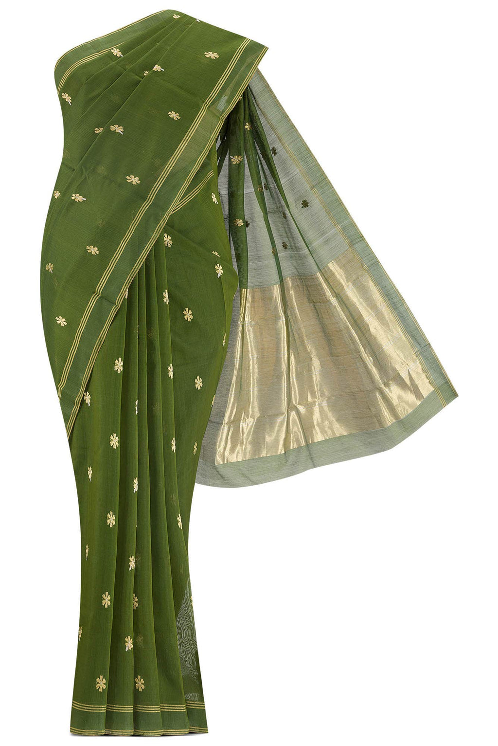 Navya  Green Chanderi Silk Cotton Saree