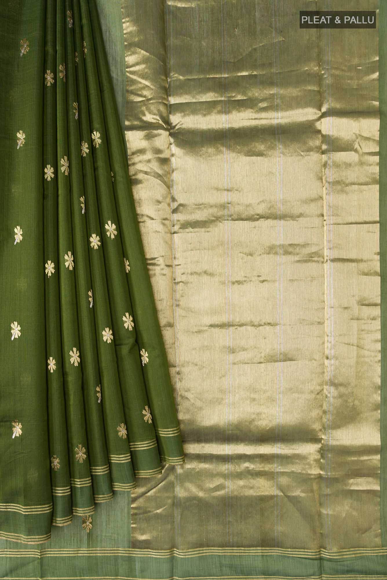 Navya  Green Chanderi Silk Cotton Saree