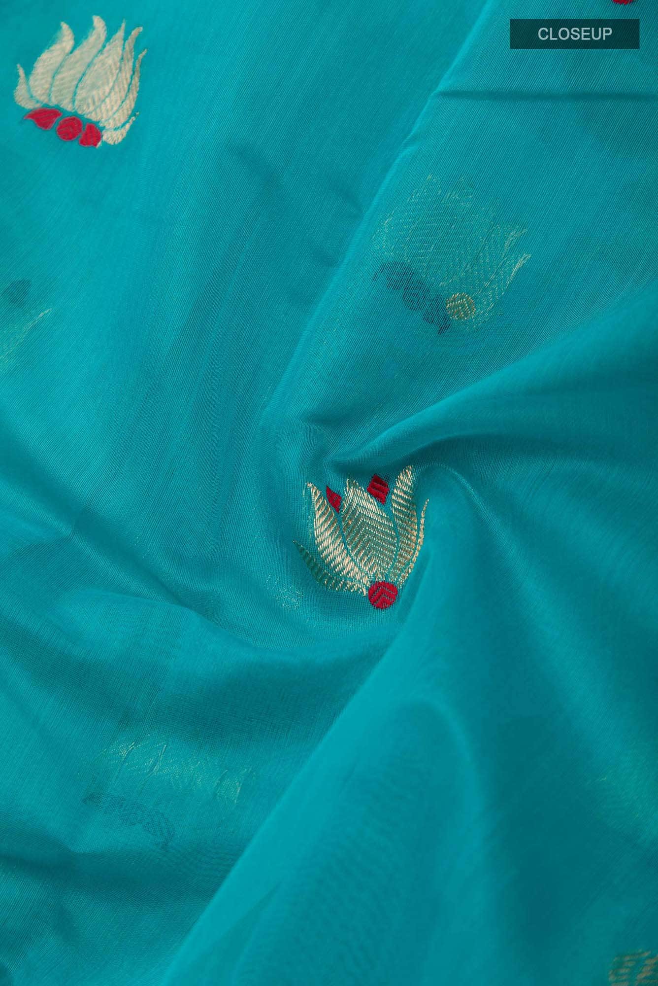 Navya  Electric Blue Chanderi Silk Cotton Saree