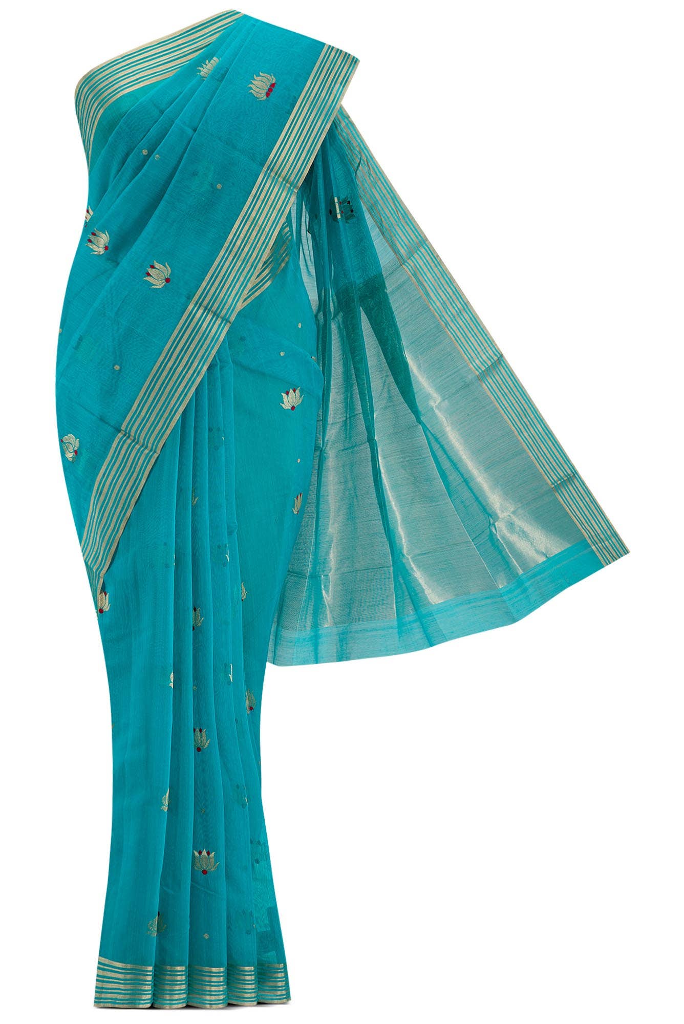 Navya  Electric Blue Chanderi Silk Cotton Saree