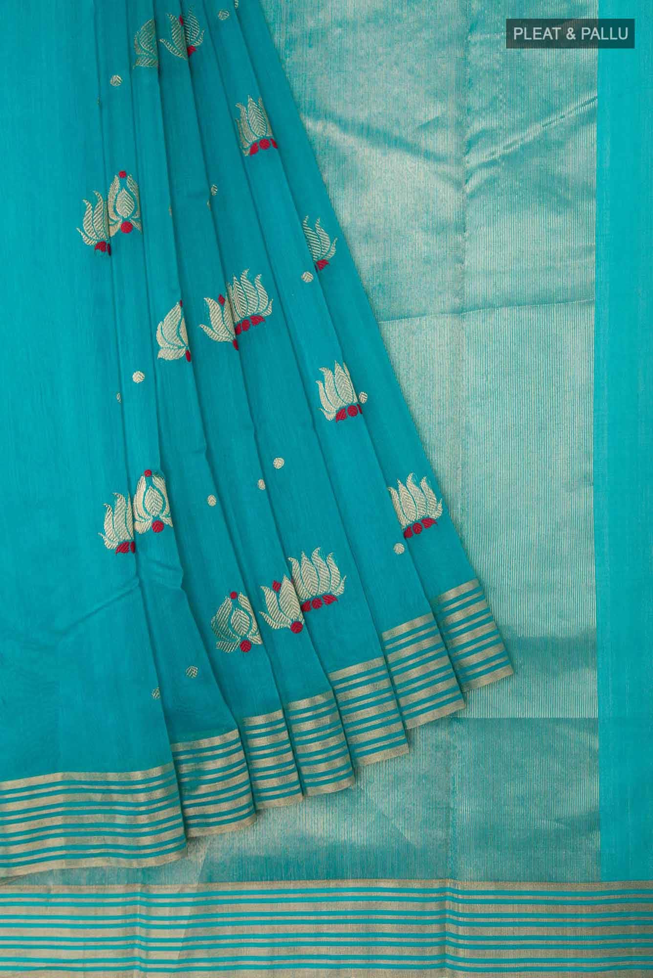 Navya  Electric Blue Chanderi Silk Cotton Saree