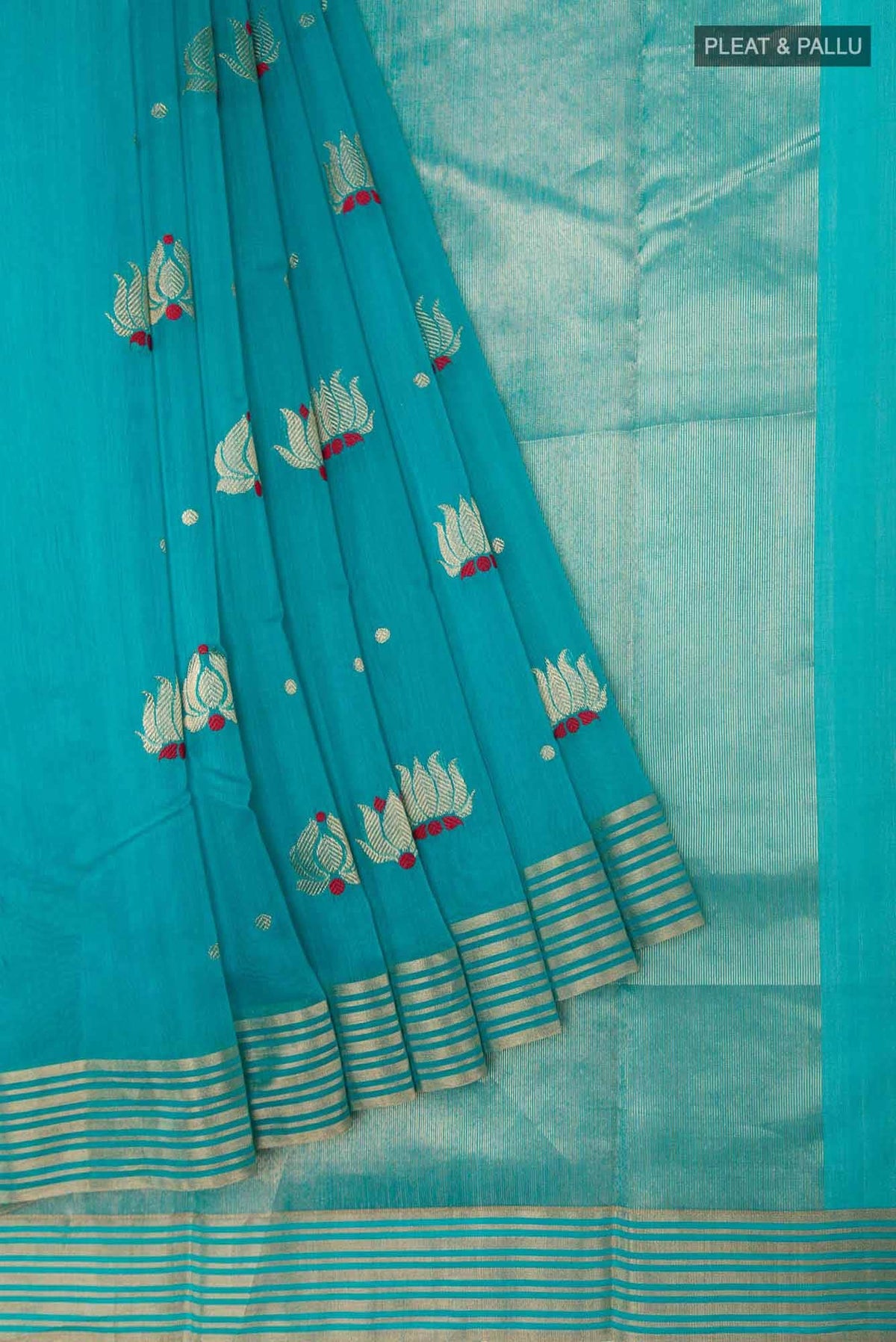 Navya  Electric Blue Chanderi Silk Cotton Saree