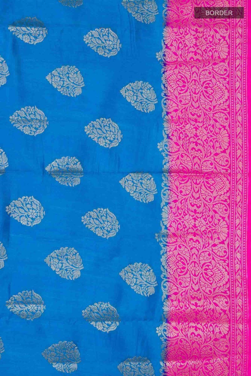 Blue Banarasi Raw Silk Saree