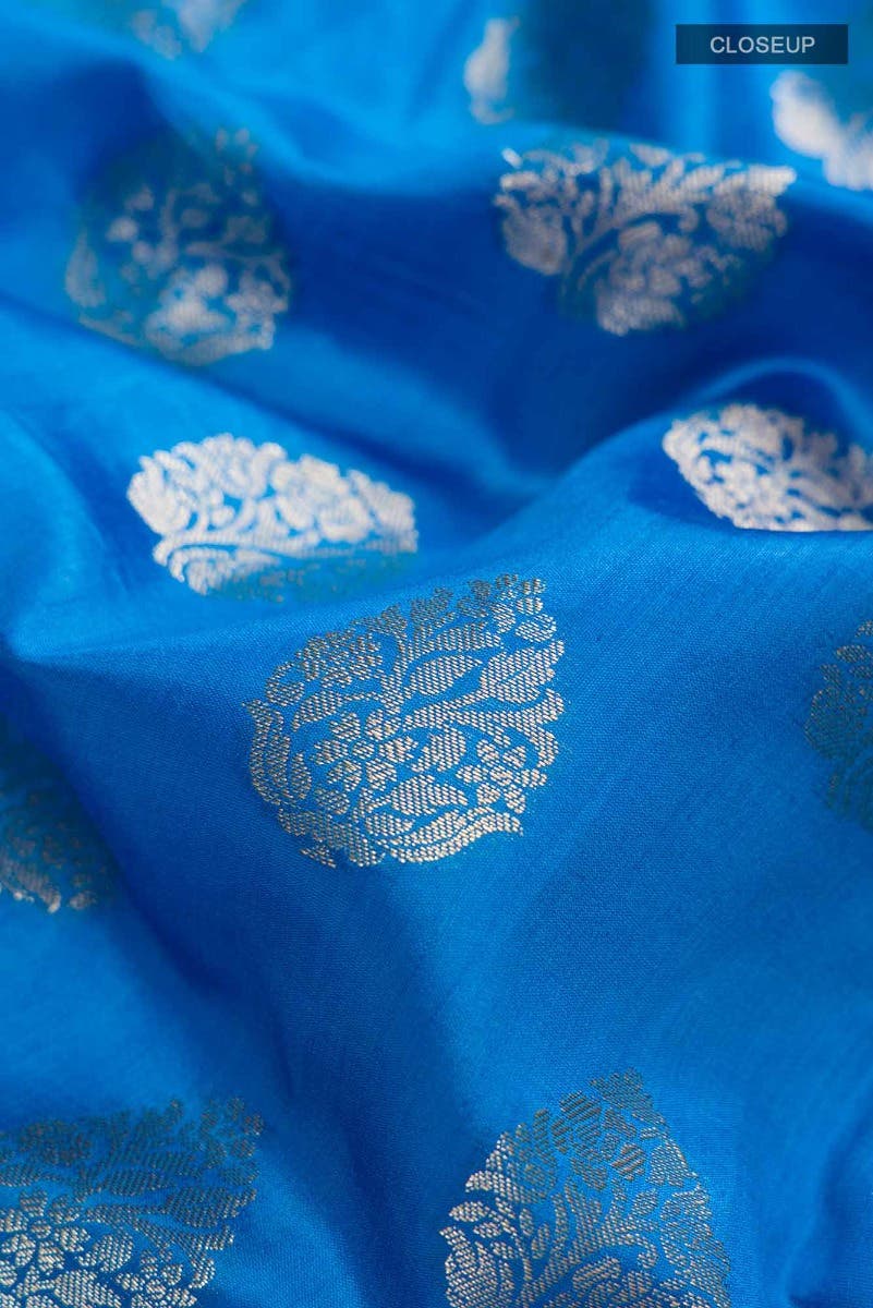 Blue Banarasi Raw Silk Saree