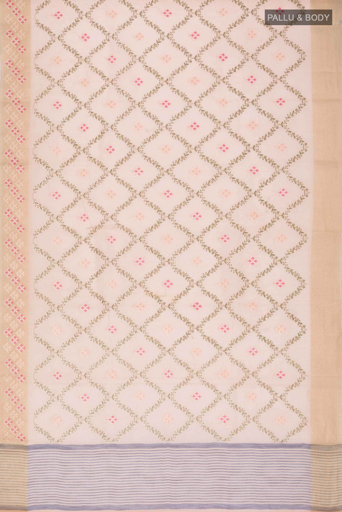 Peach Blended Cotton Saree