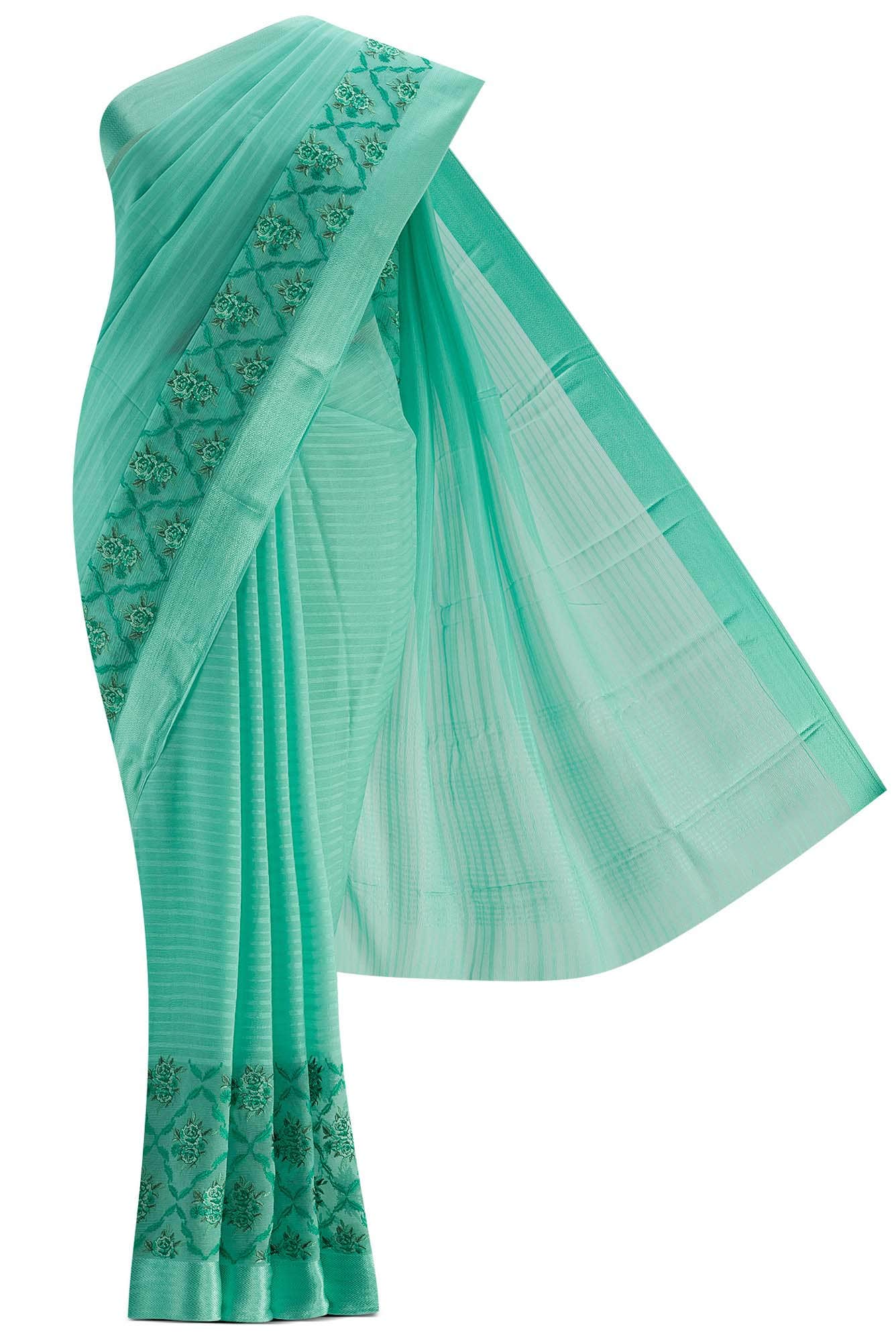 Blue Mysore Chiffon Silk Saree