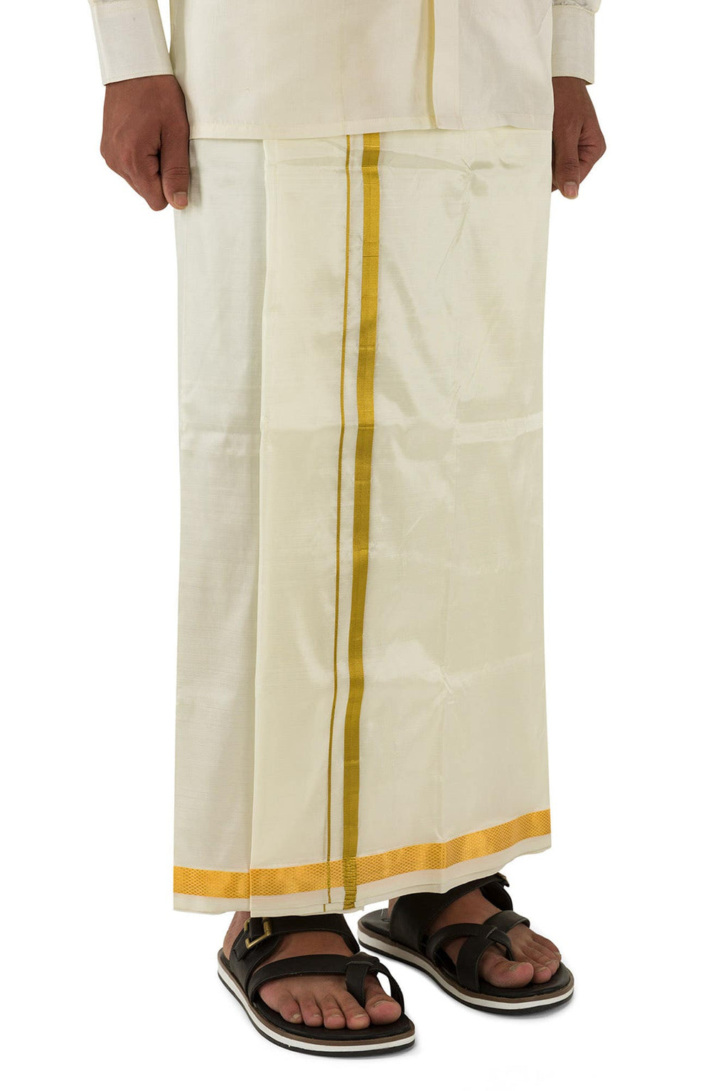 Cream Cream Art Silk Dhoti 8 Muzham